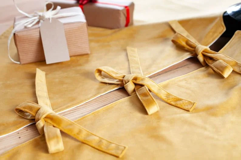 Plaid and Patterned Tree Skirts for a Festive Pop