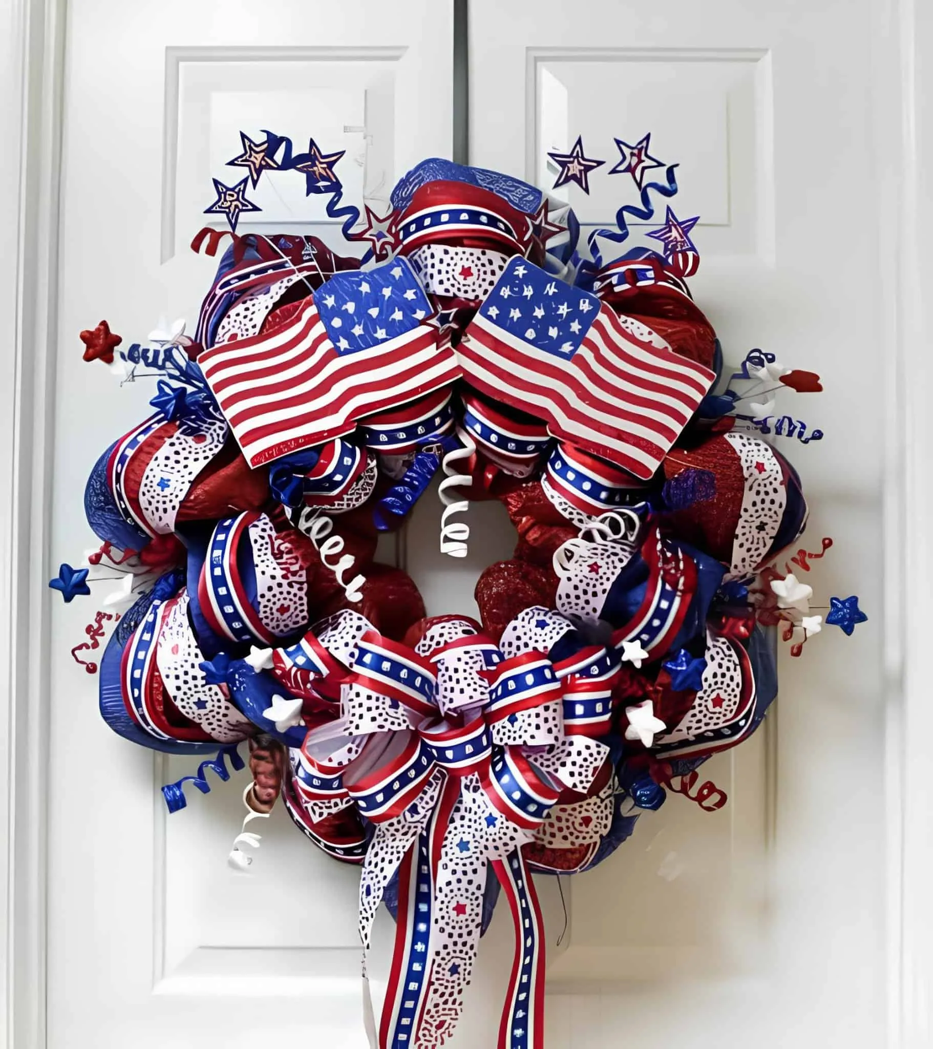 节日花环，由卷曲、国旗、星星和爱国网格组成