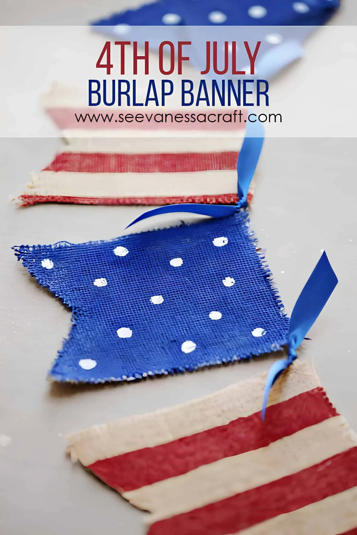 DIY 4日节领结，由涂色袋子和丝带制成