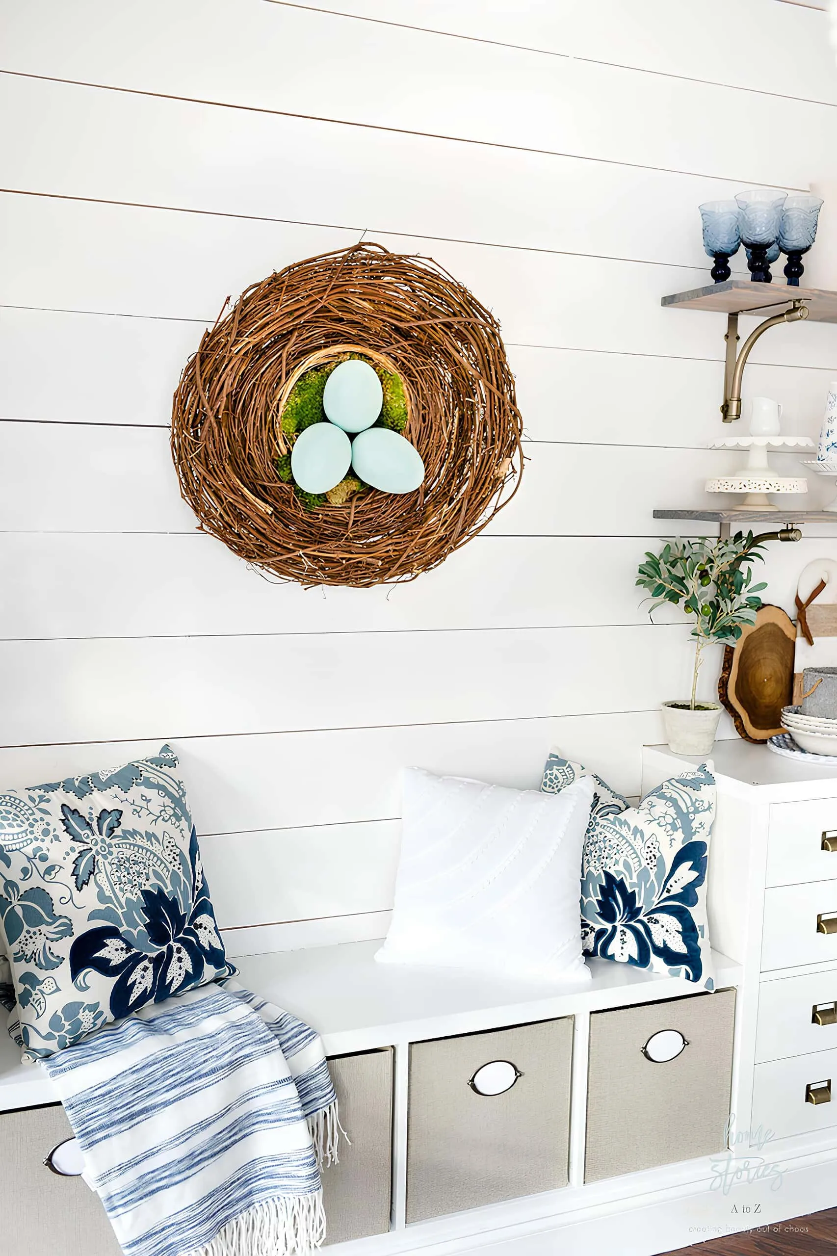 藤蔓鸟巢门饰，春季装饰