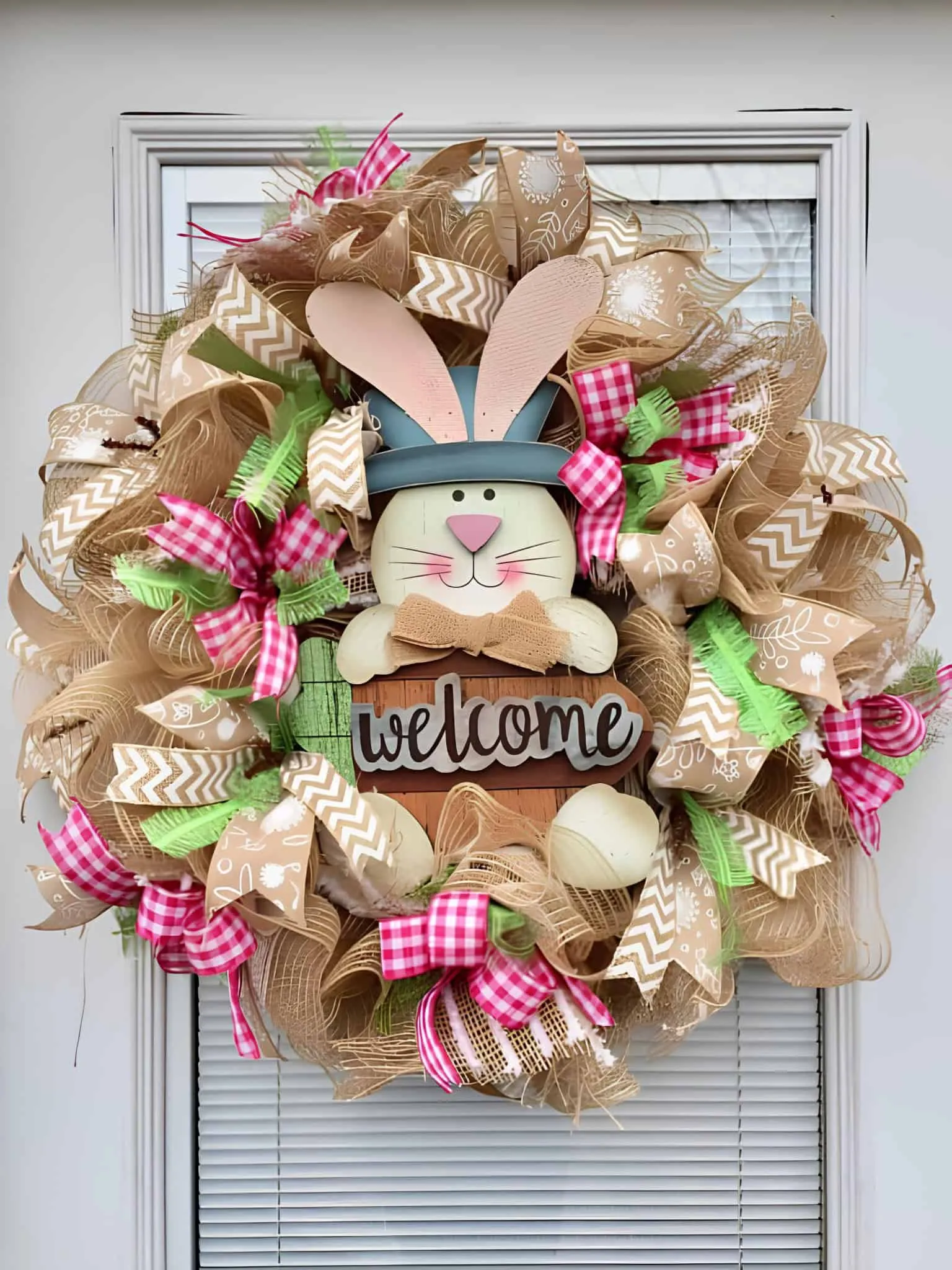 粗麻布欢迎兔子门饰