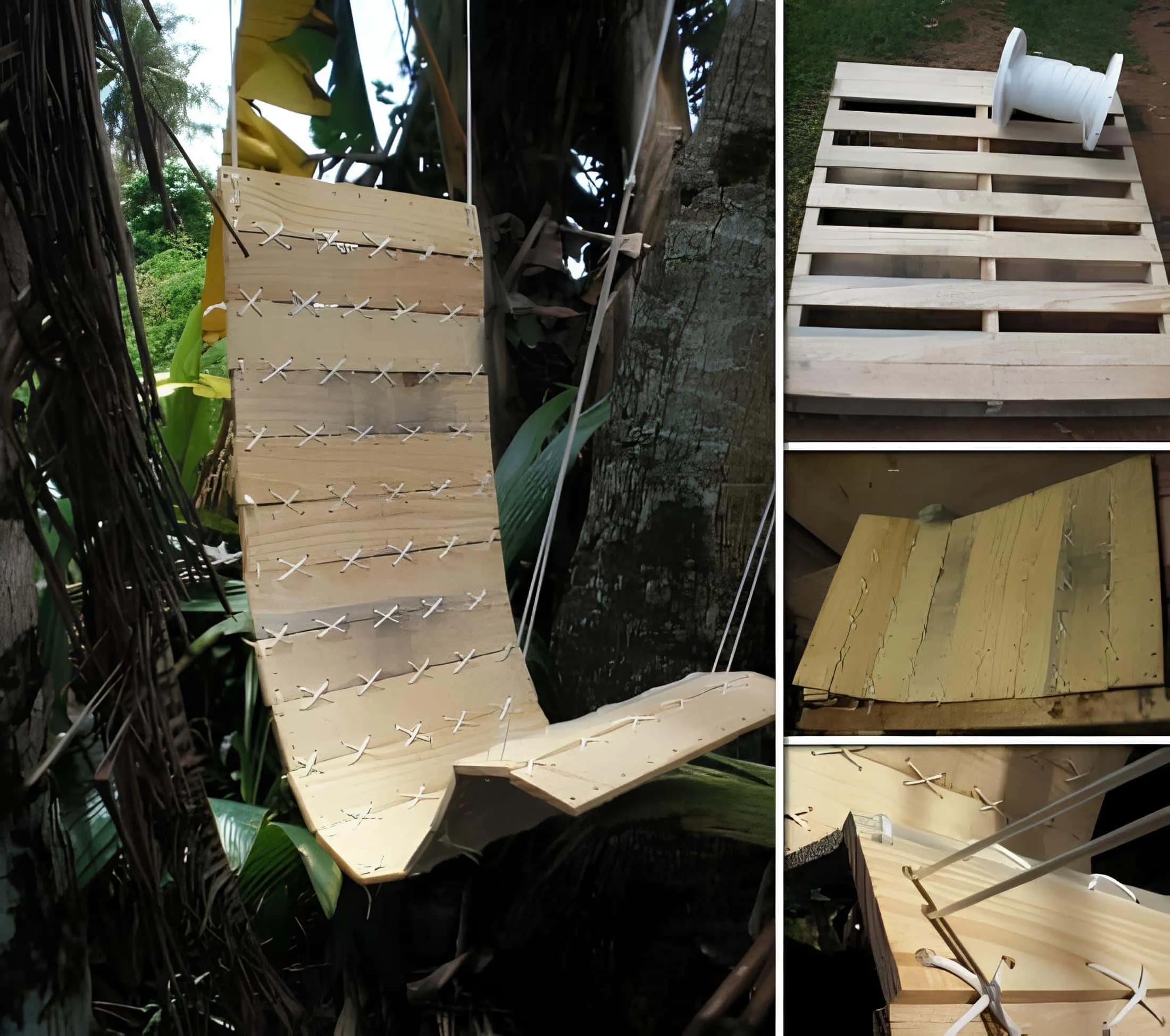 用绳索和柔性条带悬挂的弯曲托盘椅