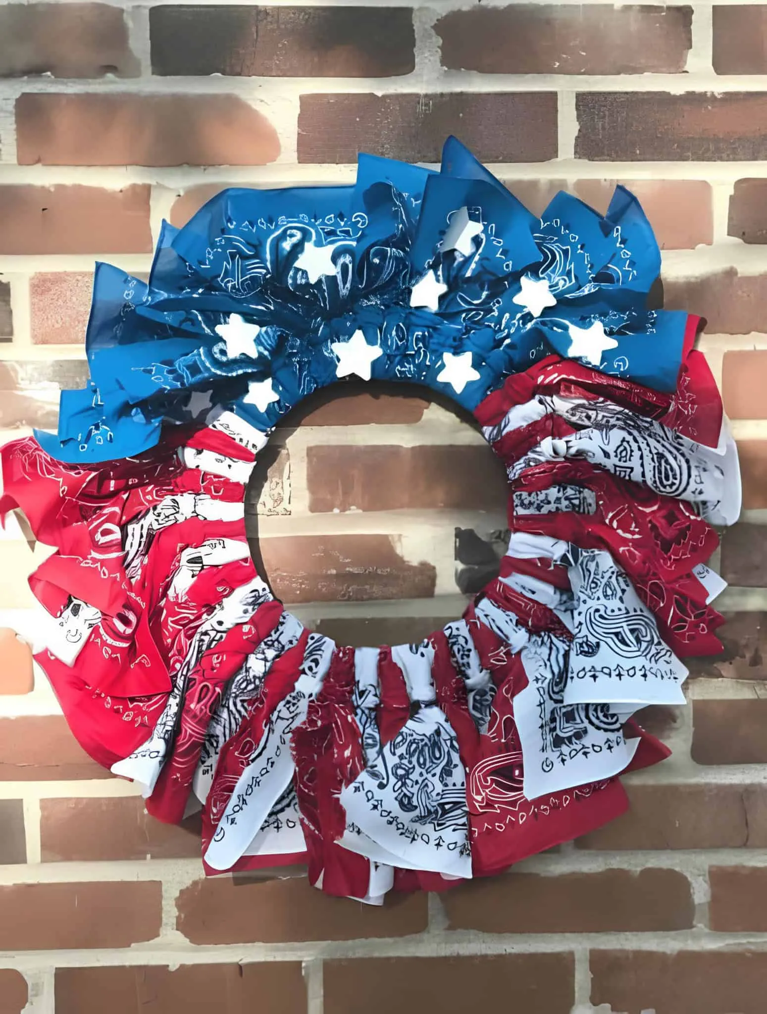 DIY 红白蓝领结花环，配有星星