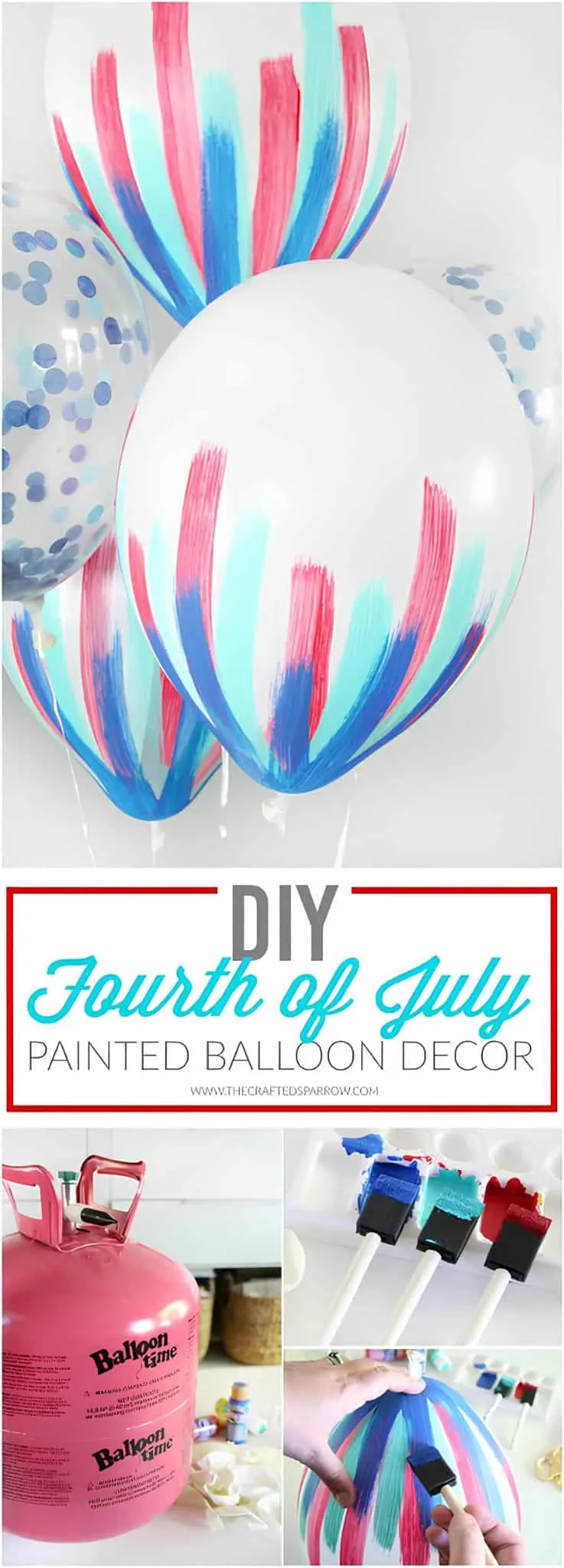 涂成红白蓝颜色的气球，用于4日节聚会