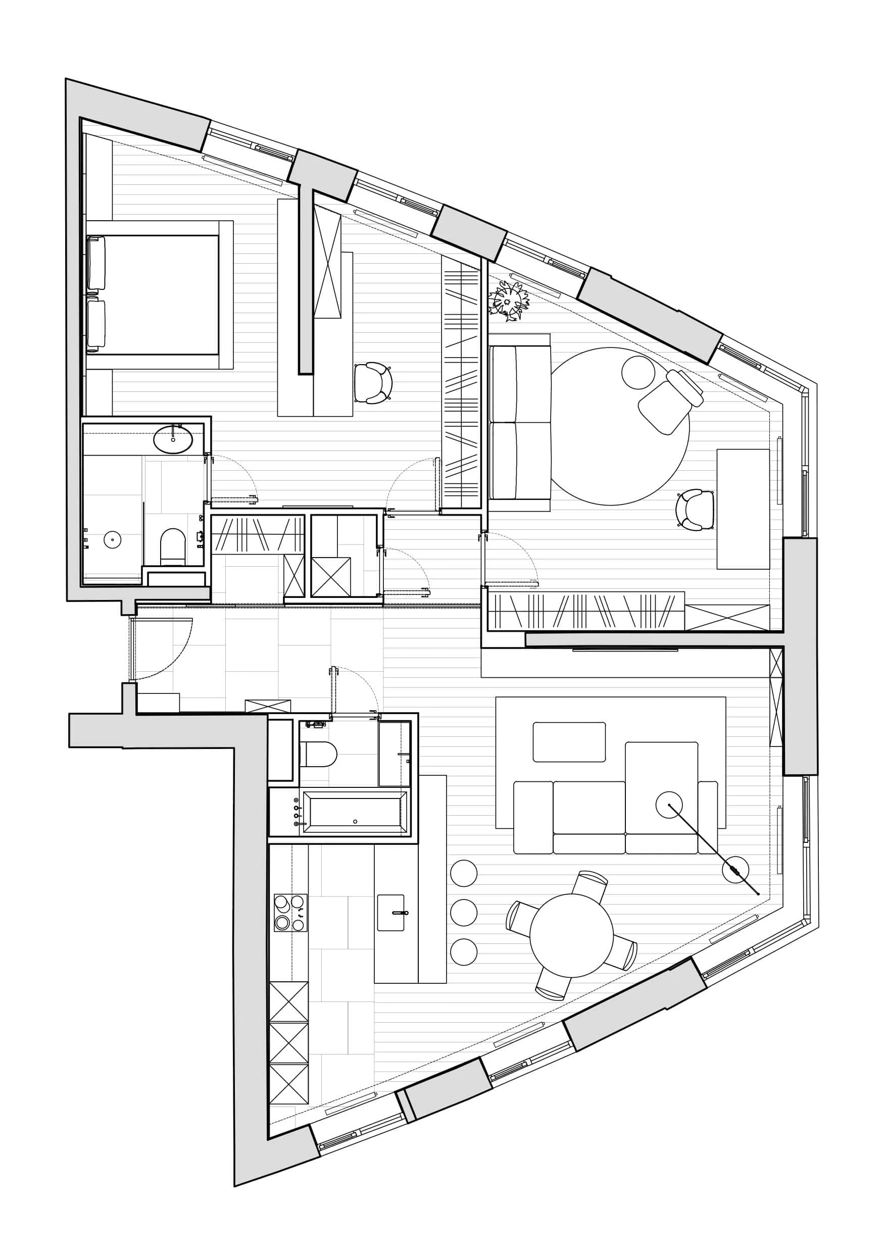 莫斯科Kriliya公寓建筑平面图。