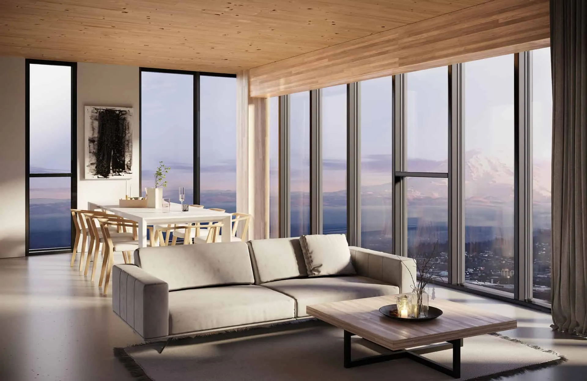 美国华盛顿16层框架建筑的内部3D可视化，由RNDR公司创建