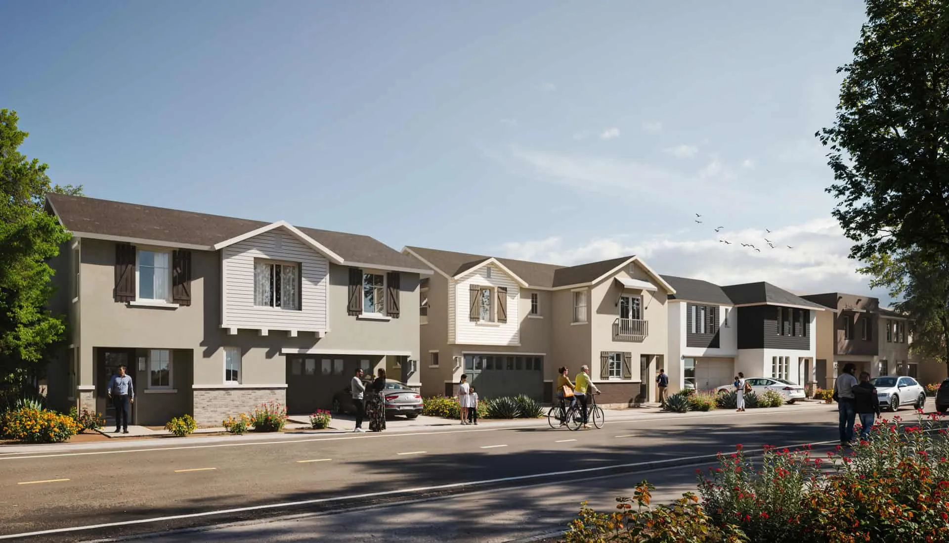 美国亚利桑那州Rose Field Townhouse房屋的外部3D渲染，由RNDR公司创建