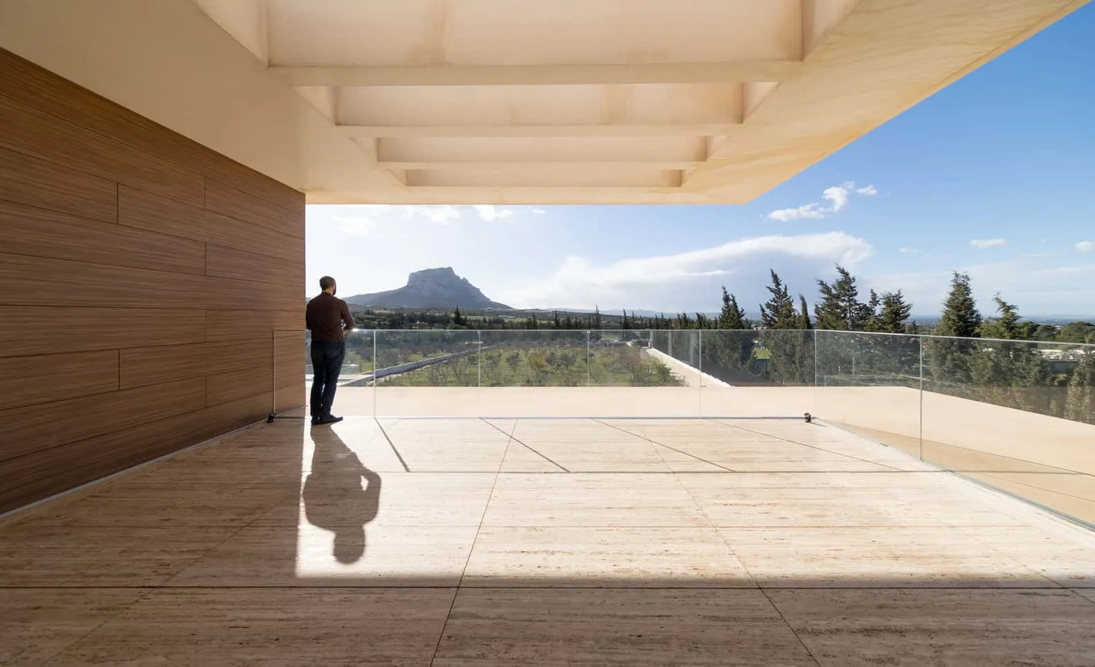 View from Villa Air's covered terrace toward the Tunisian mountain massif