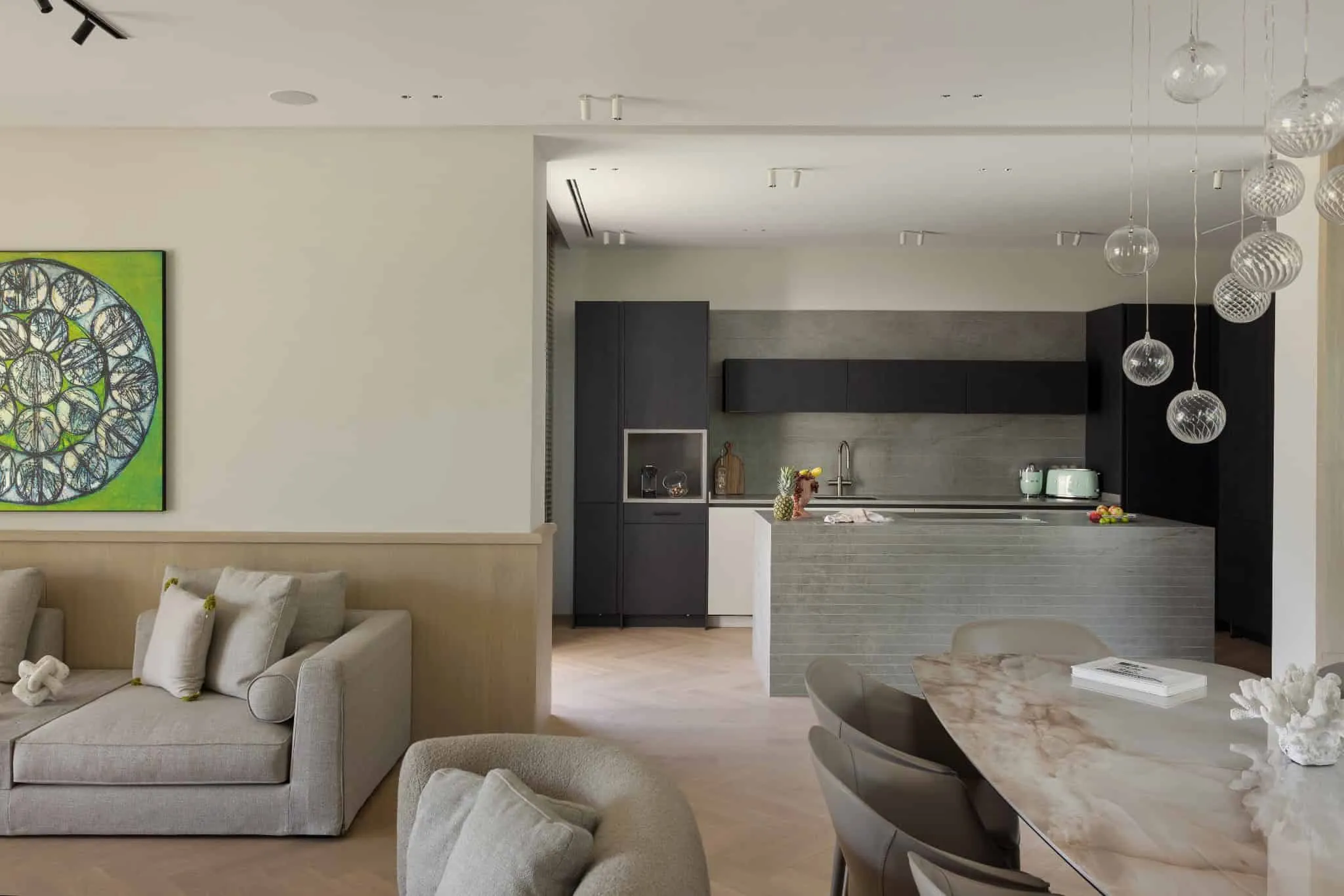 Bodrum M.M别墅，由SCAW – Sibel Cihan Architecture设计，Demirbükü湾厨房岛台，博德鲁姆，土耳其