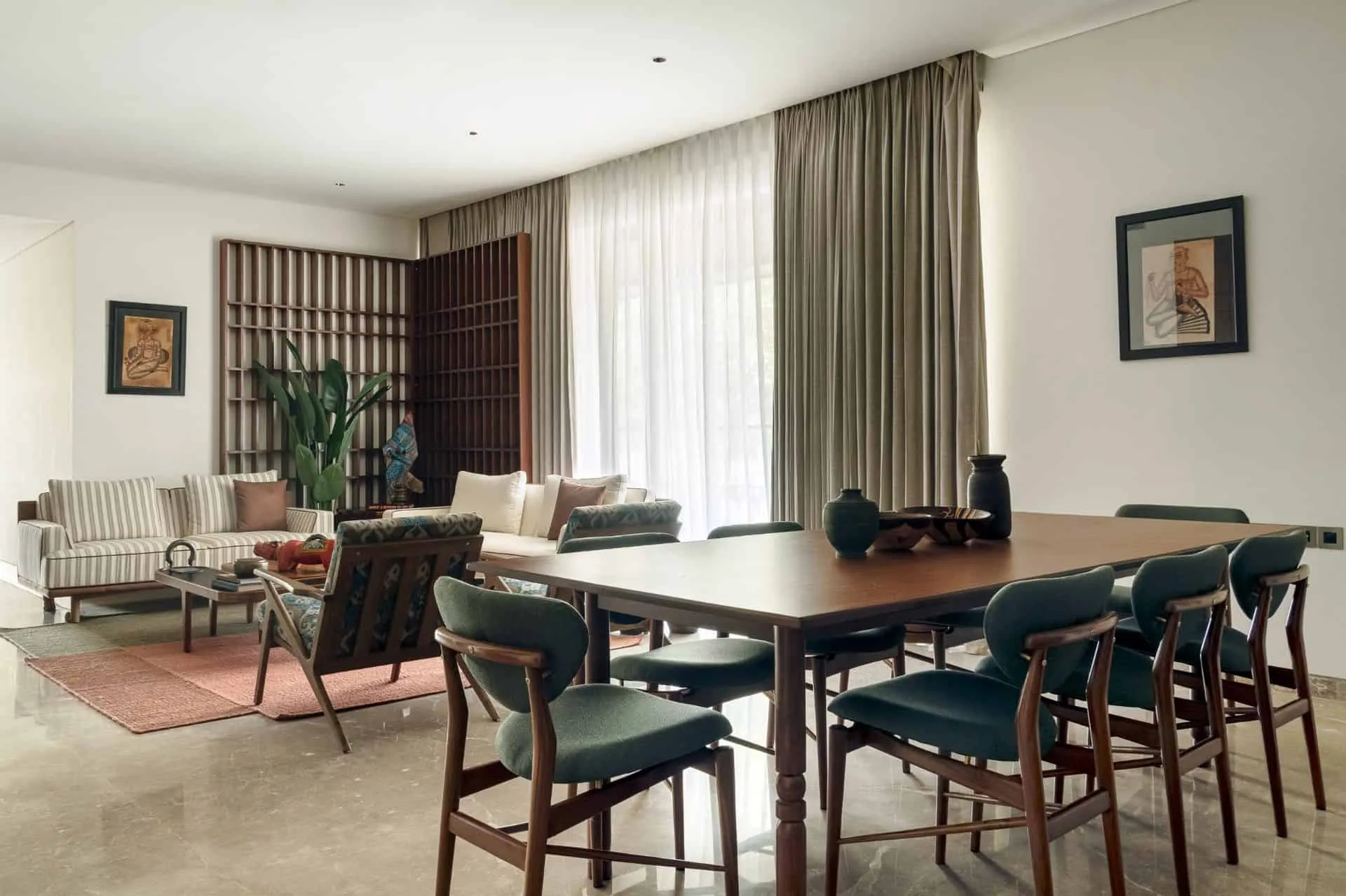 House Of Lines Boat Club – Overview of Living Room and Dining Area, Chennai