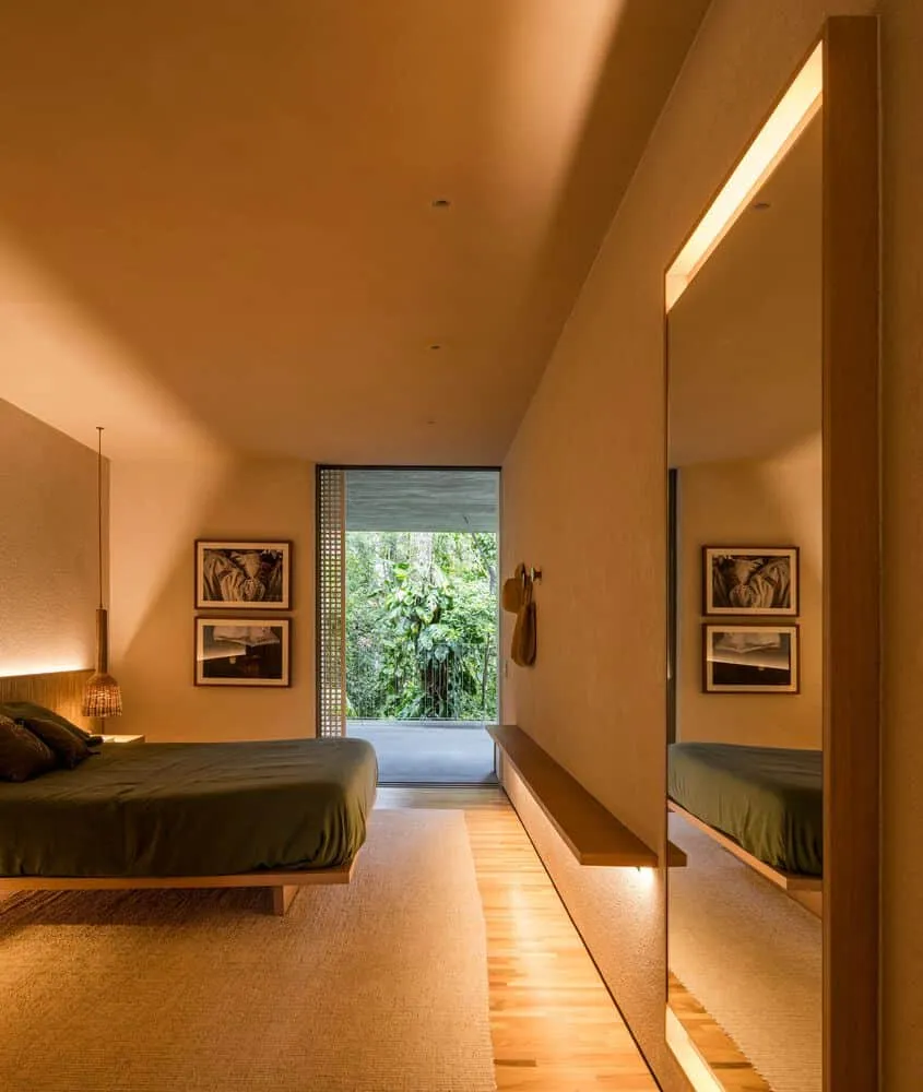 Canopy House by Studio MK27 – bedroom interior with balcony view, Guarujá, Brazil