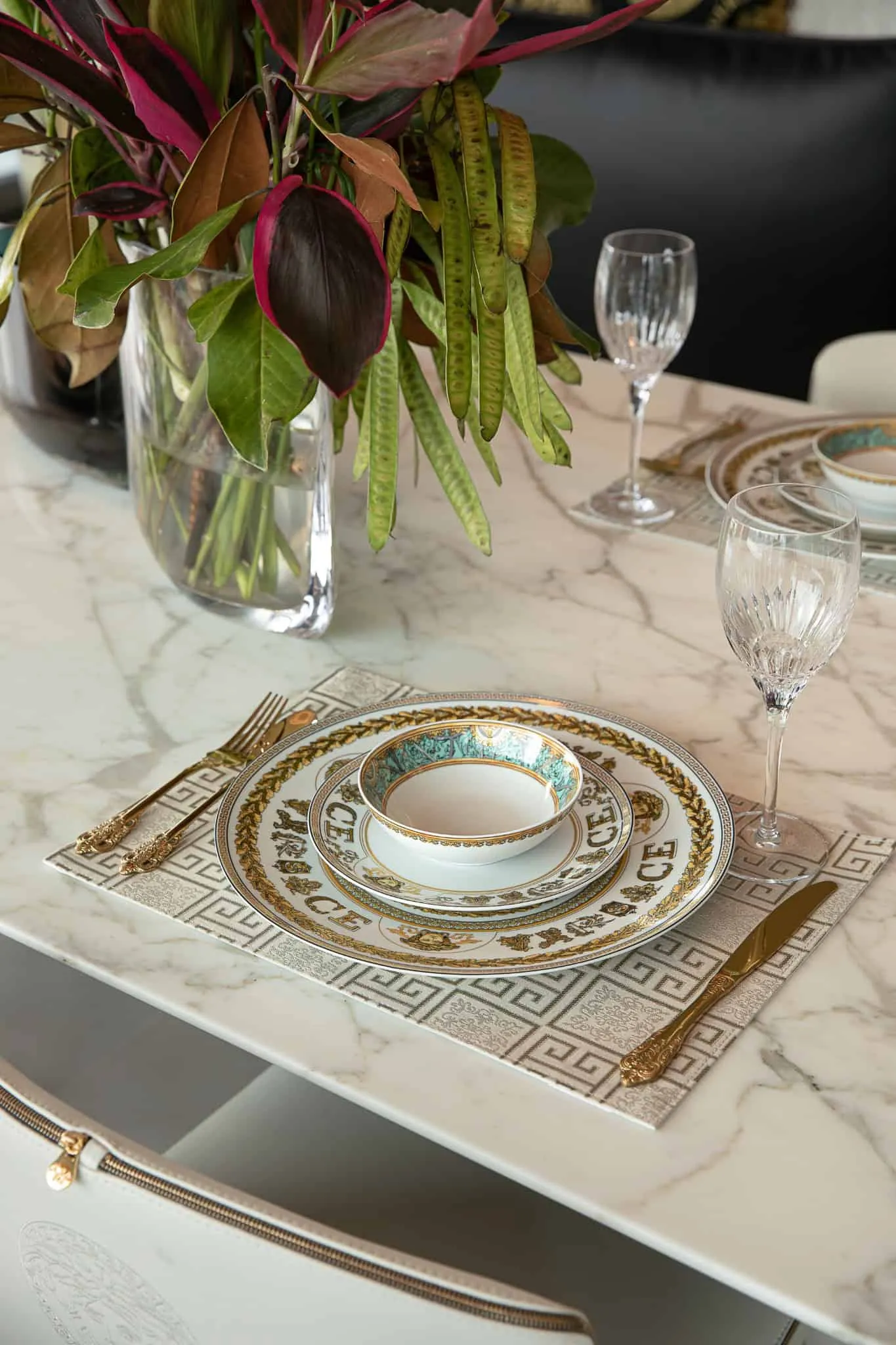 Azure Heights tablescape with plates and cutlery by BDSD Boundless Design, Shenzhen, China