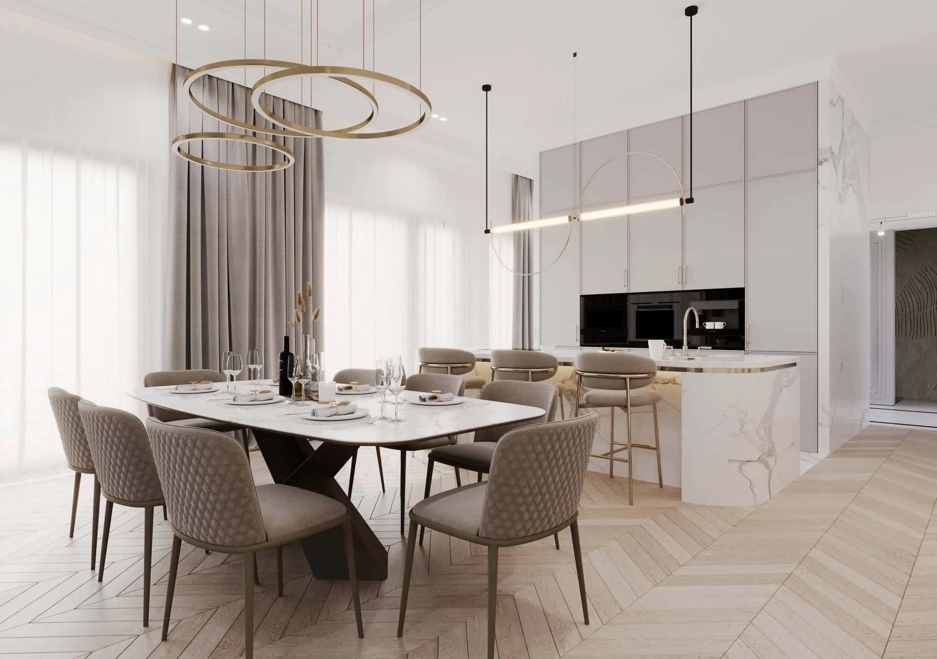 雅沃兹涅 kaim.work 家庭住宅，餐厅与厨房，雅沃兹涅