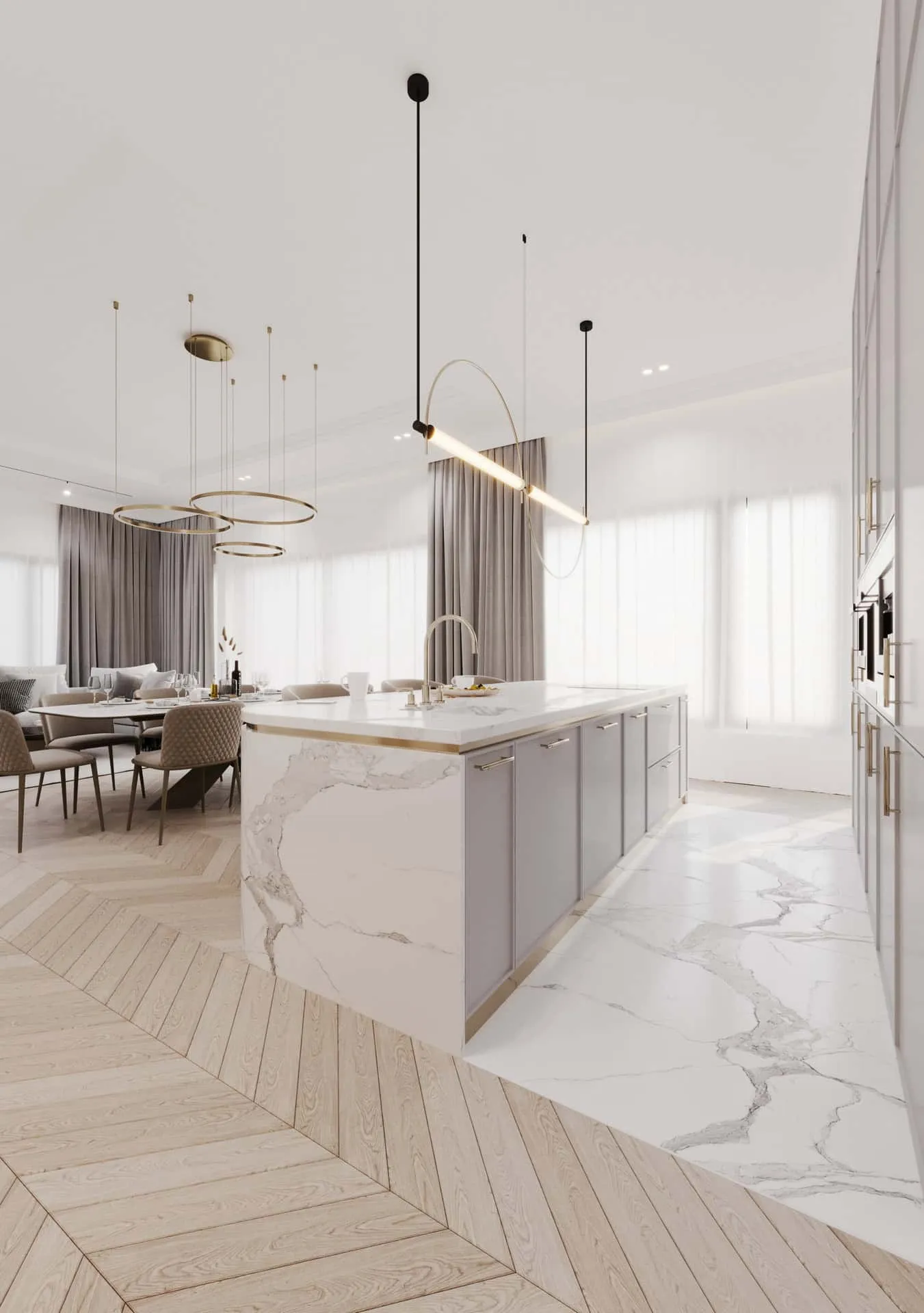 雅沃兹涅 kaim.work 家庭住宅，厨房餐桌，雅沃兹涅