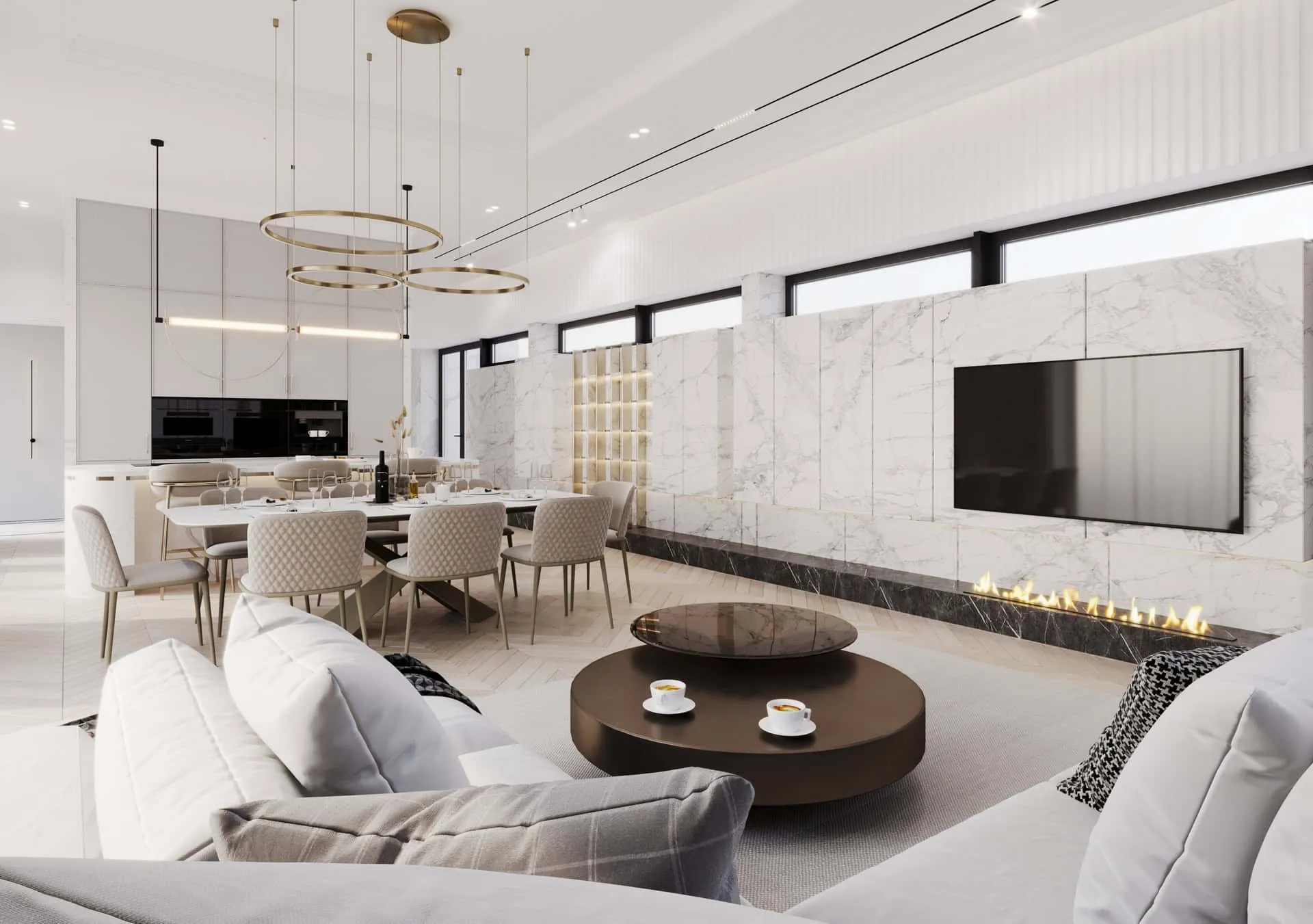 雅沃兹涅 kaim.work 家庭住宅，客厅壁炉，雅沃兹涅