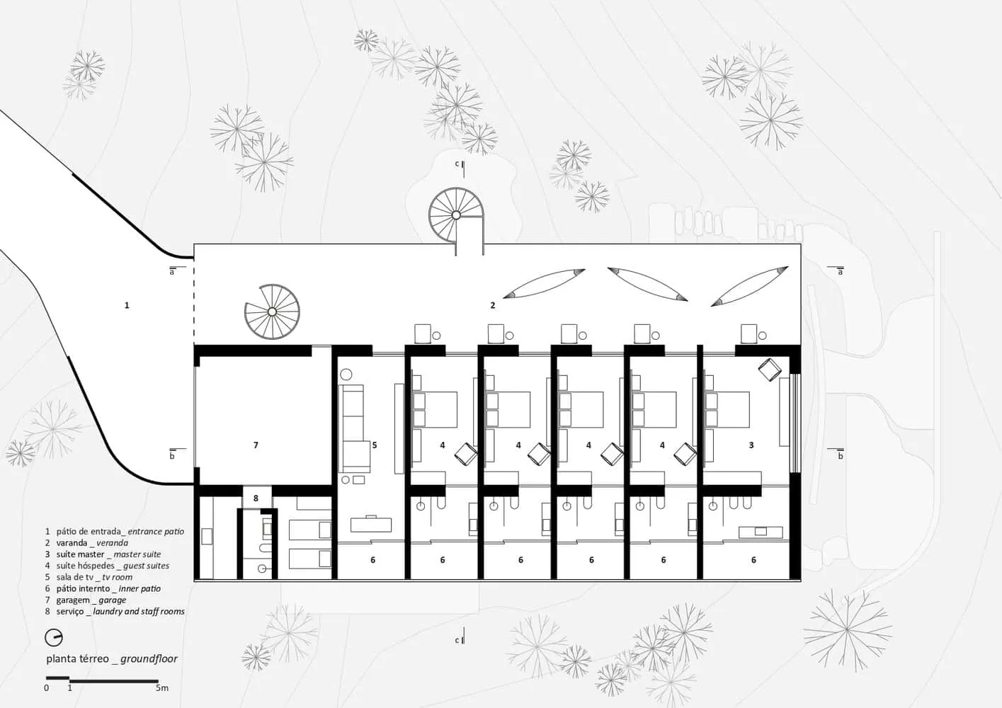 Architectural ground floor plan of Canopy House by Studio MK27