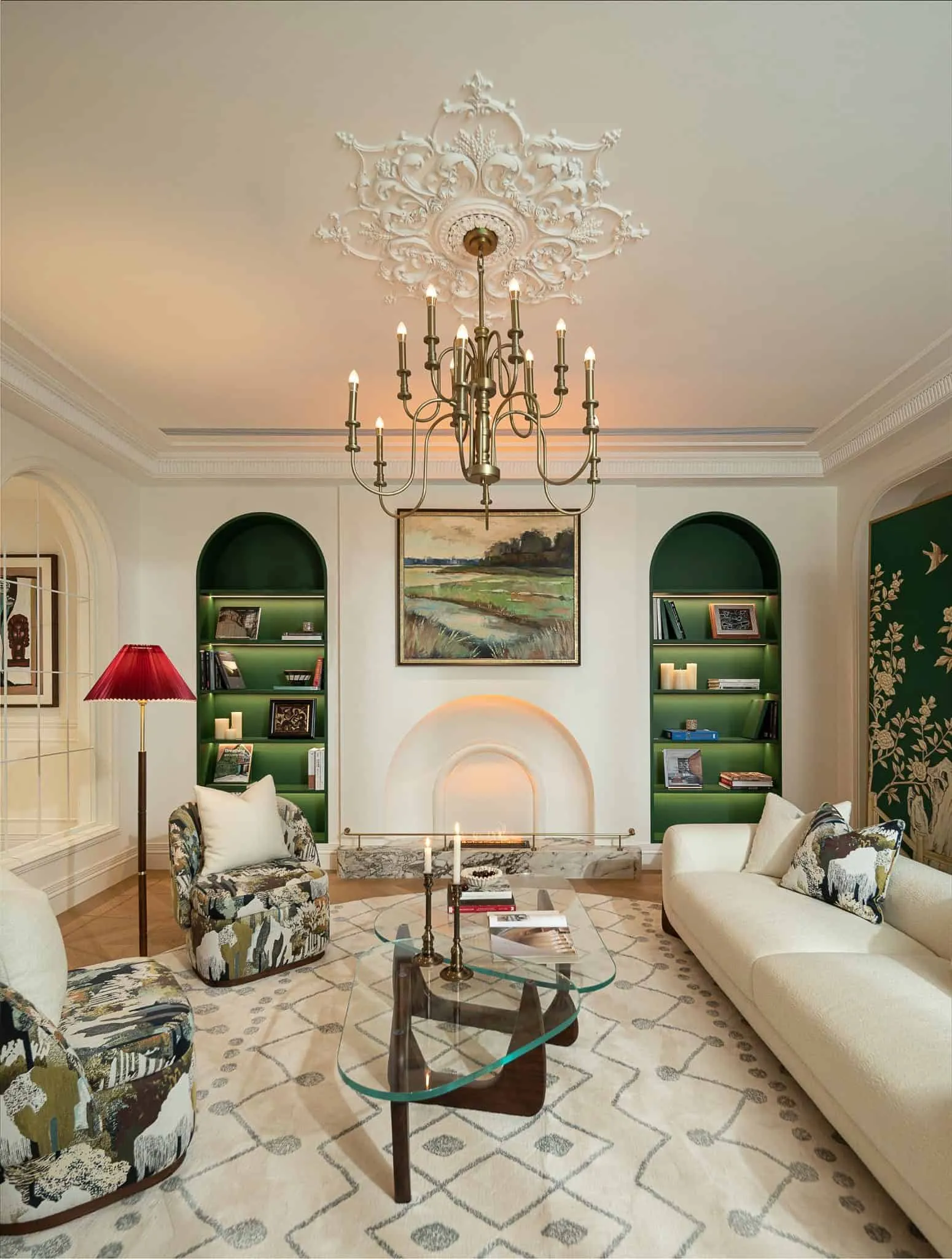 Crepuscule Manor 由 BDSD Boundless Design 设计 —— 东莞拱形大厅的对称壁炉区