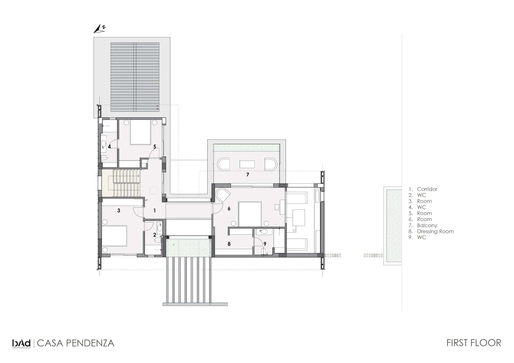 Casa Pendenza First Floor Plan by BAD – Başak Akkoyunlu Design Casa Pendenza first floor plan by BAD – Başak Akkoyunlu Design, Mamurbaba, Çeşme, İzmir
