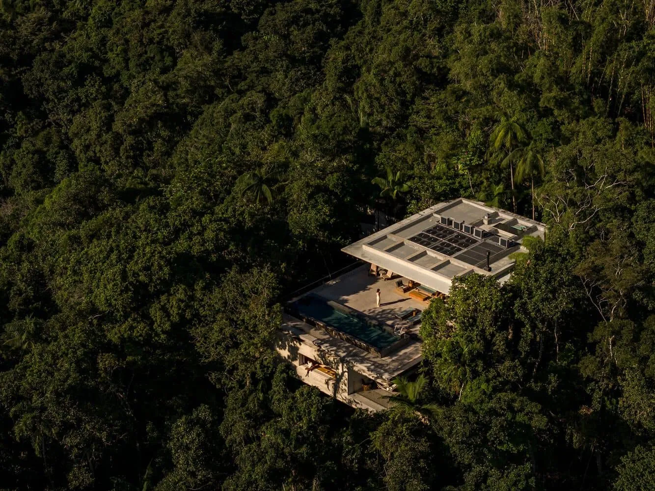 Canopy House by Studio MK27 – aerial forest overview, Guarujá, Brazil