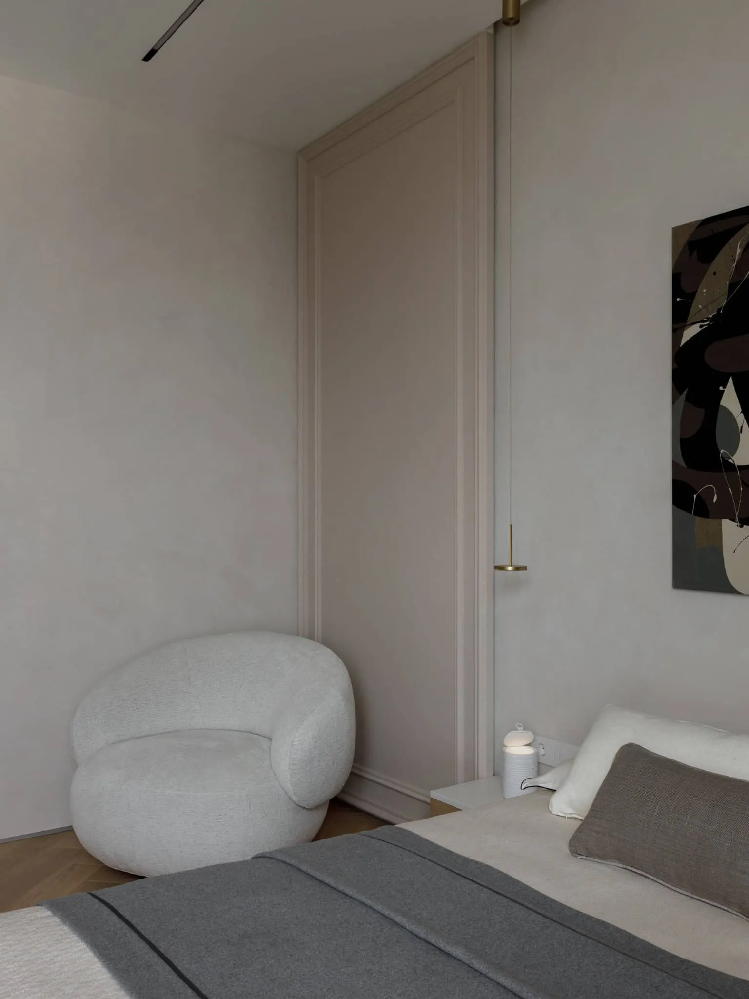 尤莉亚·斯塔里科娃私人工作区与书架和灯，莫斯科