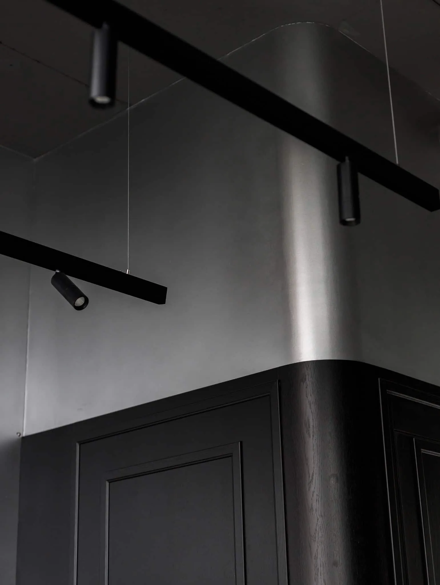 Modern minimalist interior by Julia Starikova – curved corner and light in Chelyabinsk, Russia