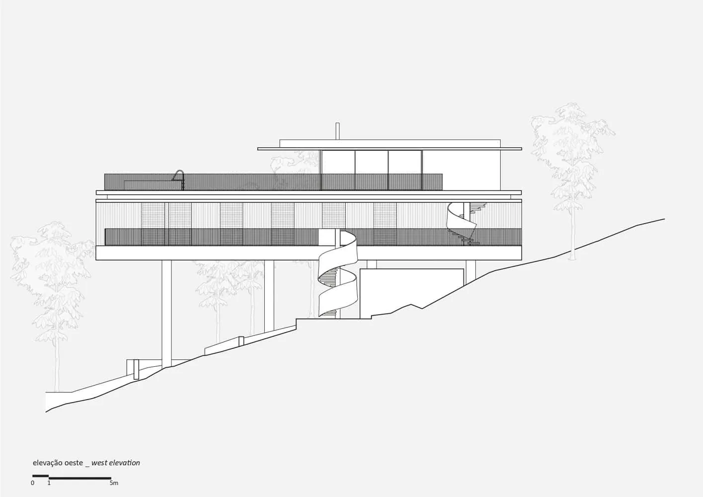 Architectural west elevation of Canopy House by Studio MK27