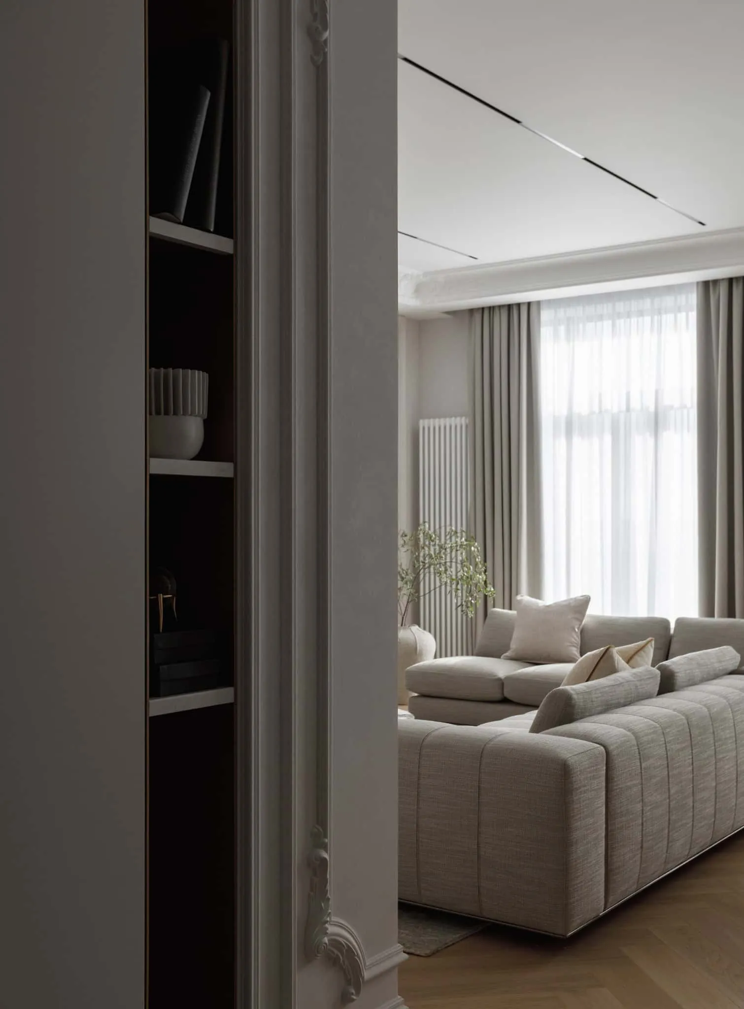 尤莉亚·斯塔里科娃私人客厅沙发角落