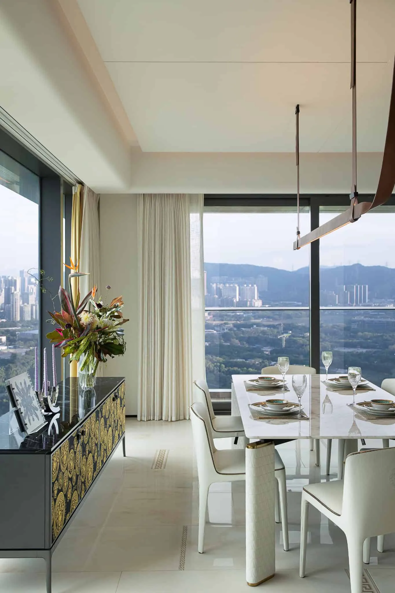 Azure Heights dining table window view by BDSD Boundless Design, Shenzhen, China