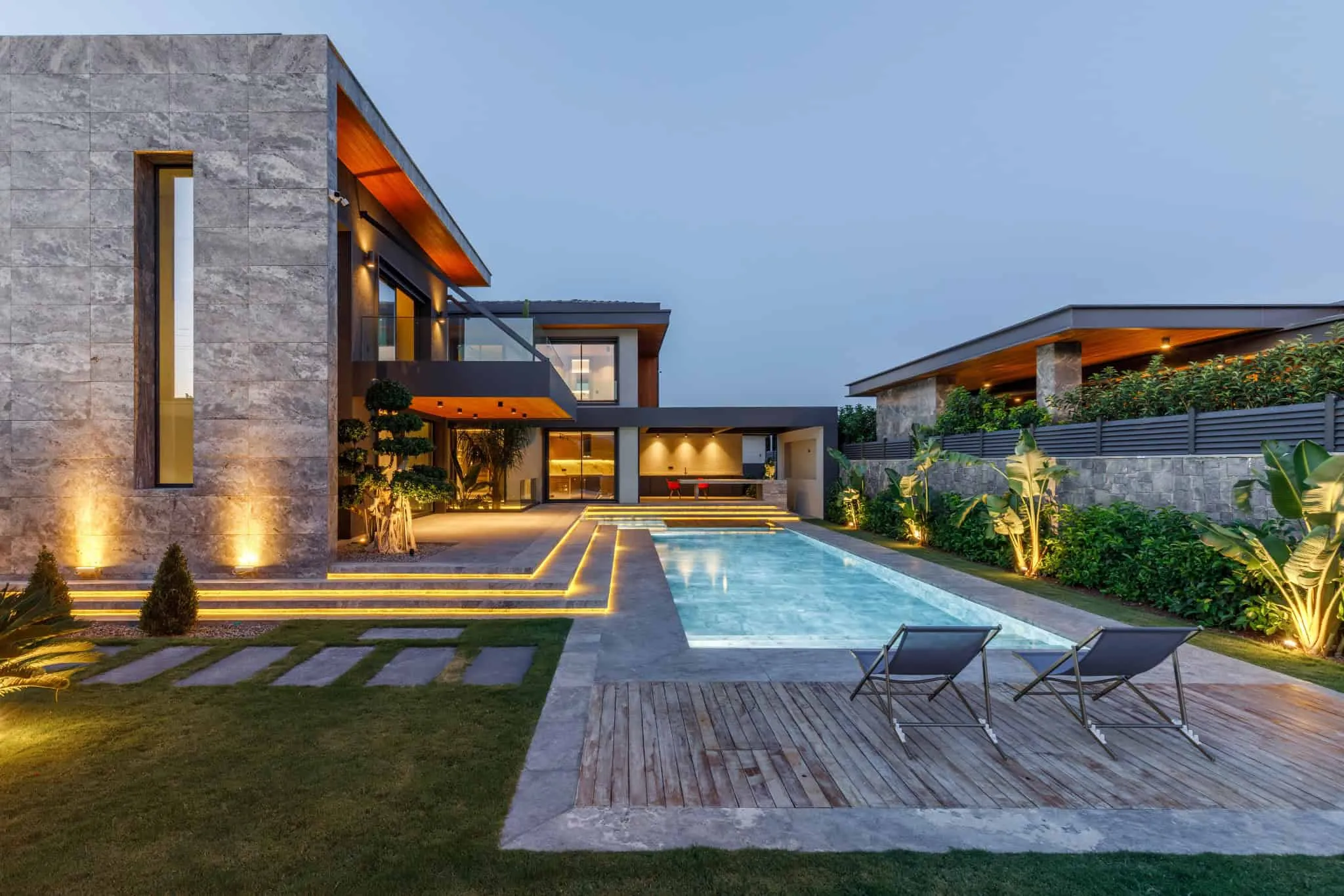 Casa Pendenza by BAD – Başak Akkoyunlu Design, pool courtyard at Mamurbaba, Çeşme, İzmir