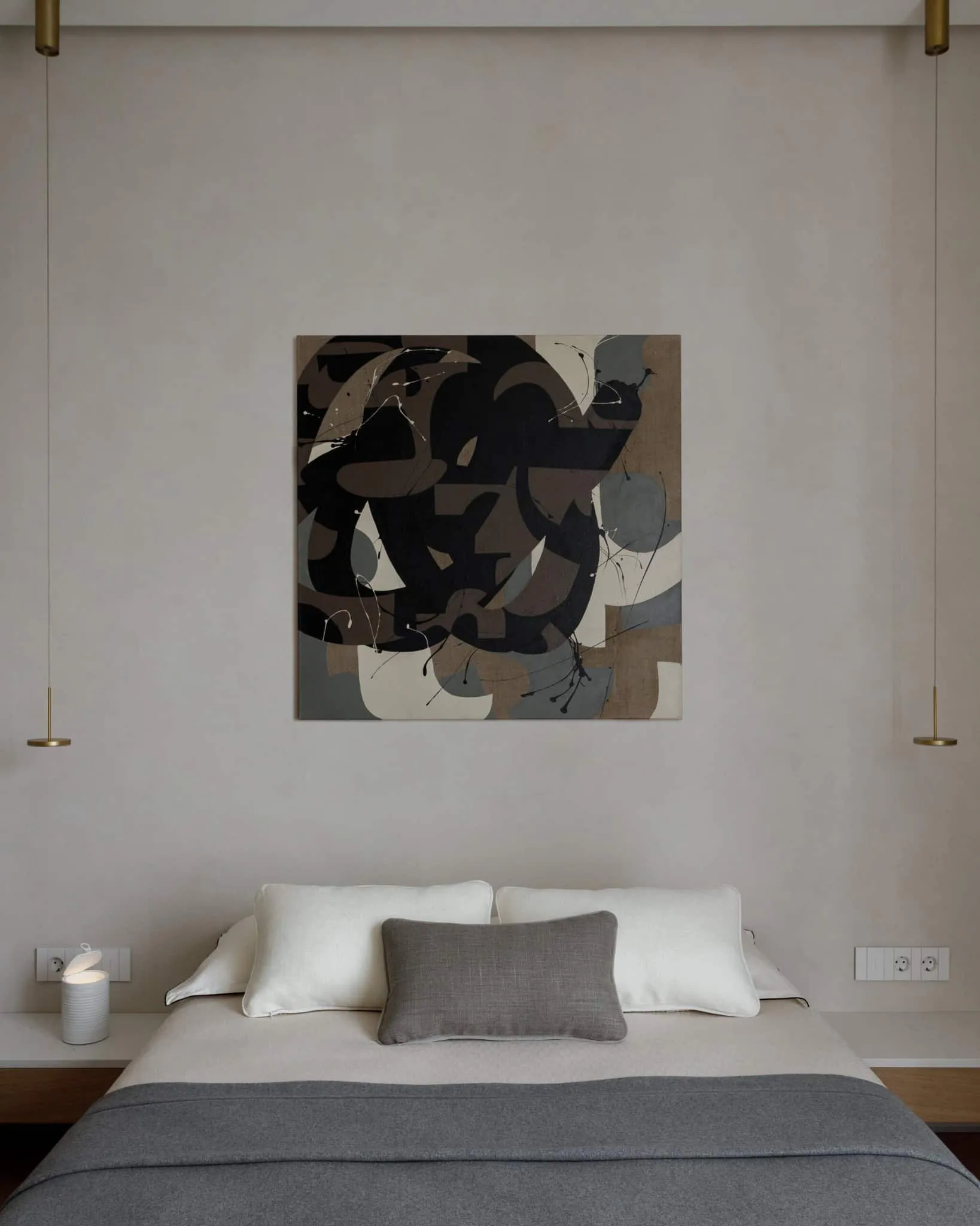 尤莉亚·斯塔里科娃私人床头柜细节与悬挂灯，莫斯科