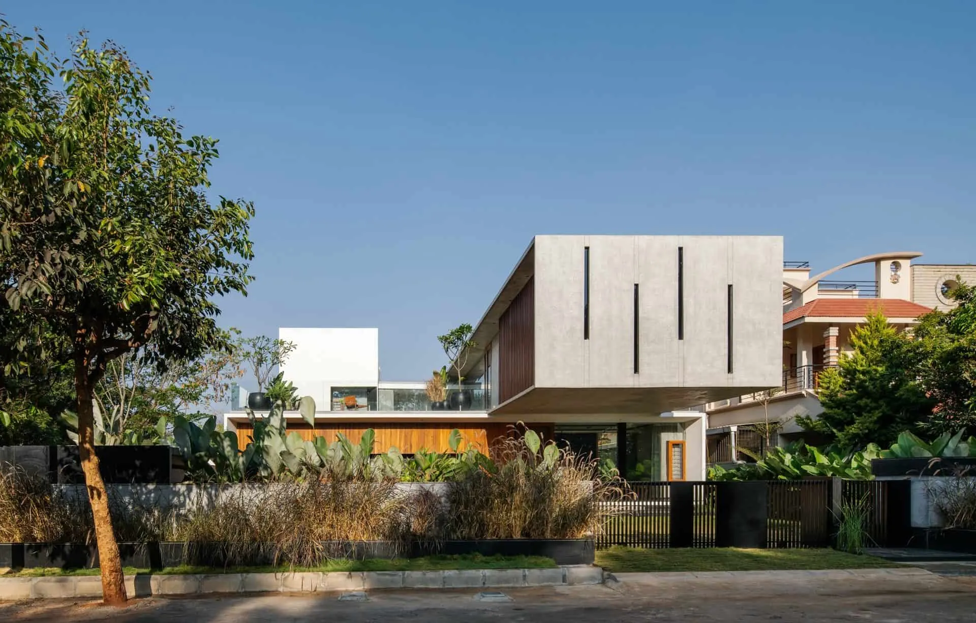 Minimalist House by Crest Architects — street view, Bangalore, India