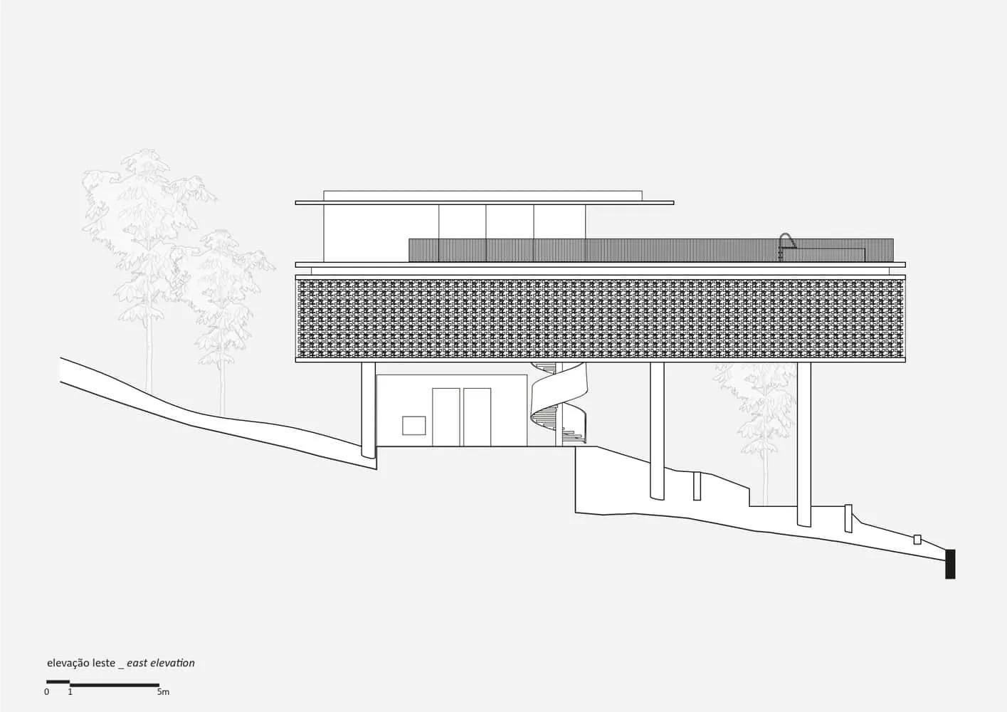 Architectural east elevation of Canopy House by Studio MK27