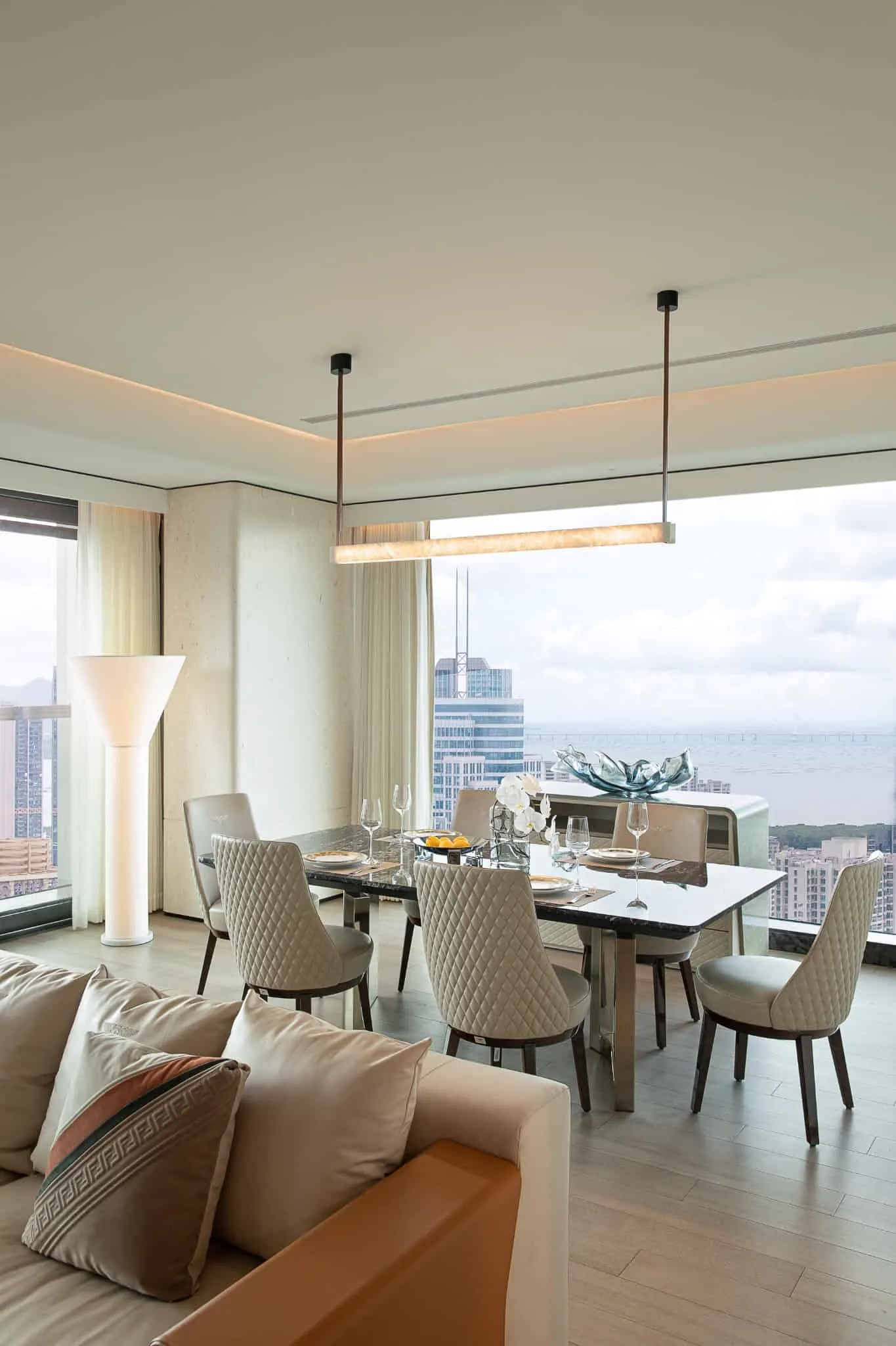 Azure Heights dining area pendant lights by BDSD Boundless Design, Shenzhen, China