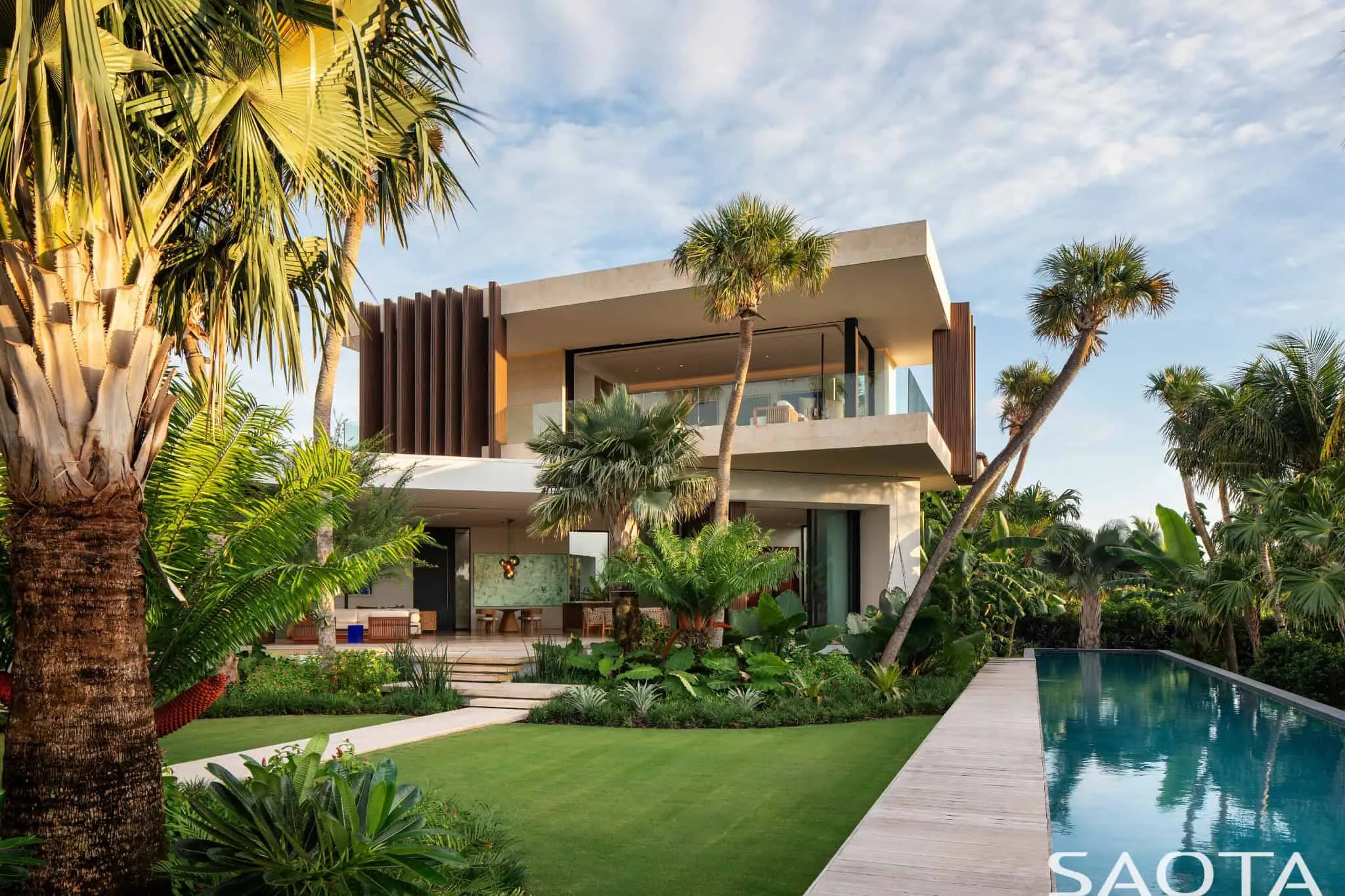 Pool facade of Villa Lila by SAOTA, Nassau, Bahamas
