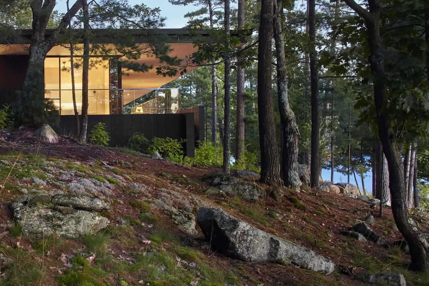 Glass Balcony at Sunset of Sagamore North Cottage by Akb Architects, Mask