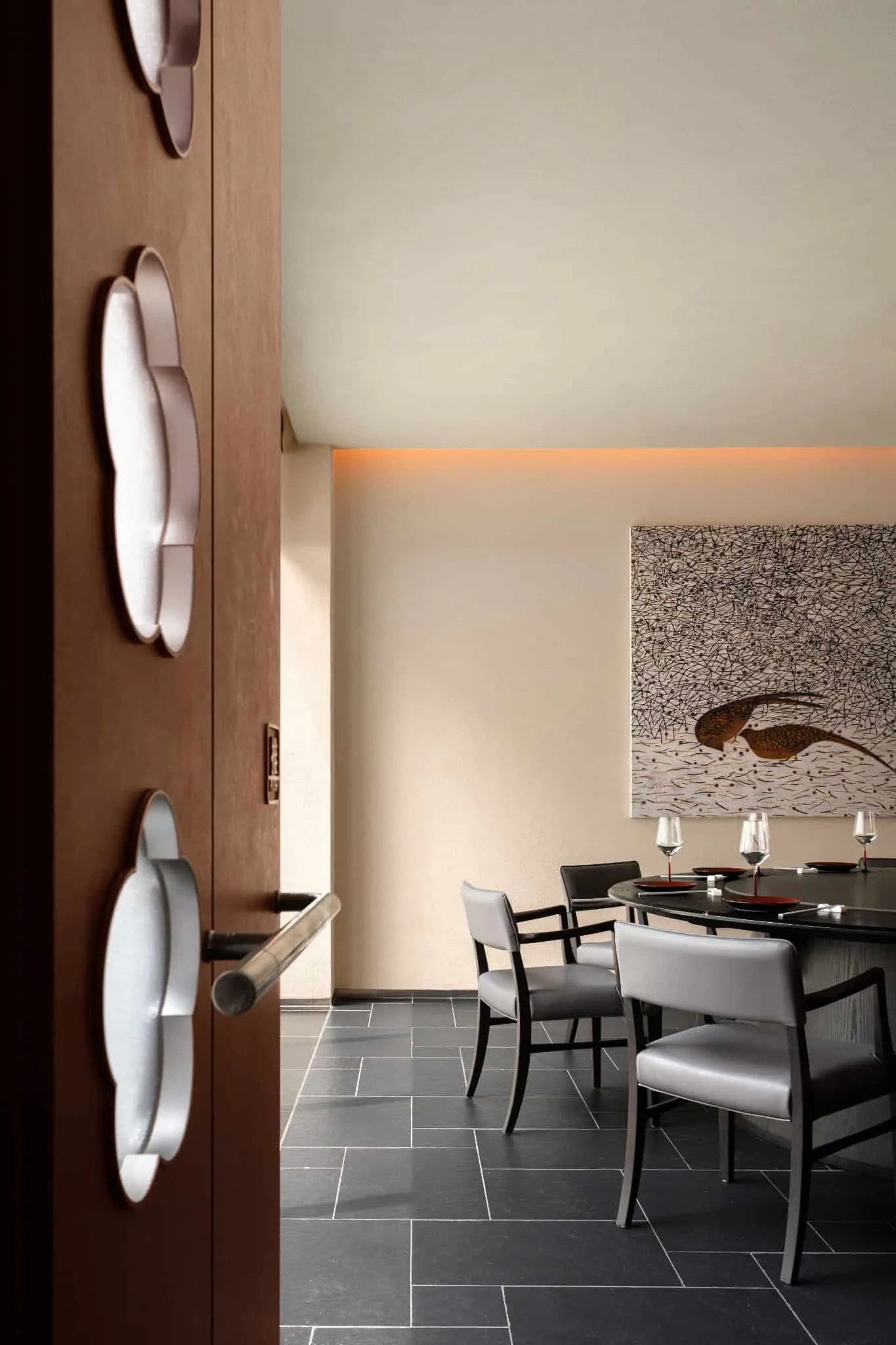 Yang Sin Lobster · Bai Jia Hu, by IN.X — entrance to private area with art, Nanjing, China