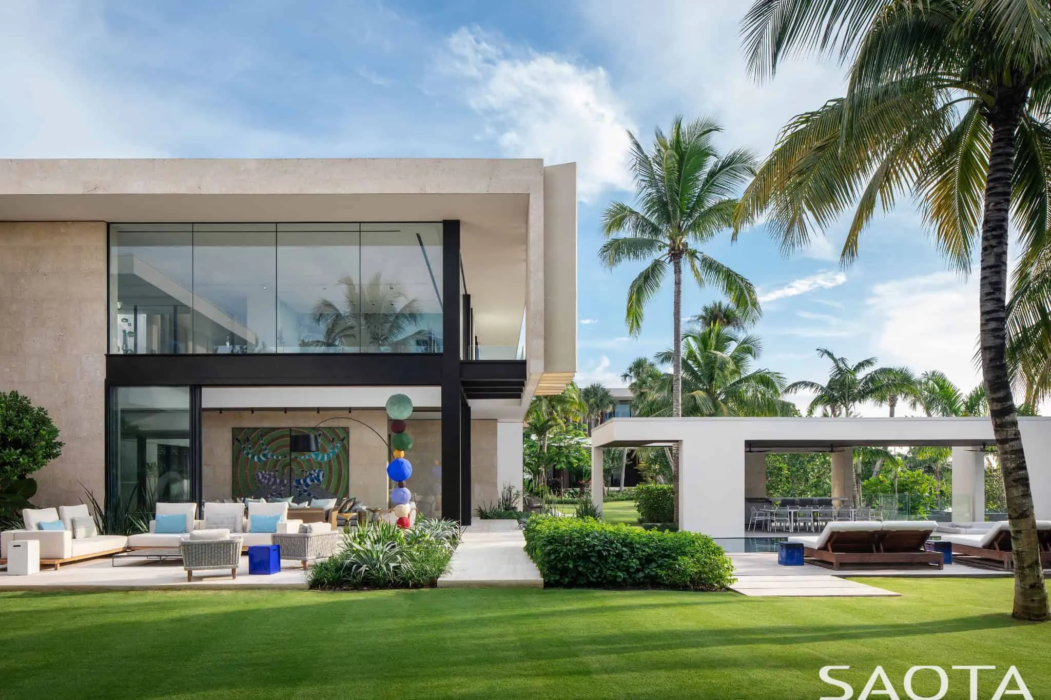 Rear view with pavilion and shaded hall