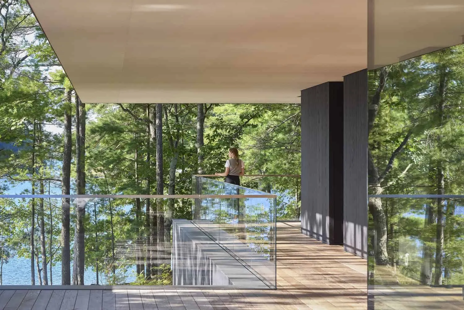 Balcony with Lake View of Sagamore North Cottage by Akb Architects in Mask
