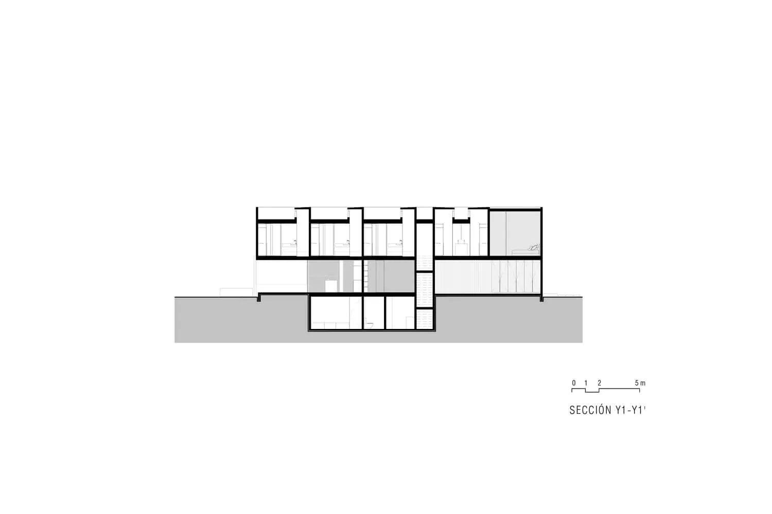 LABarq设计的里约之家Y1剖面图，萨尔蒂亚戈-德克雷塔罗，墨西哥
