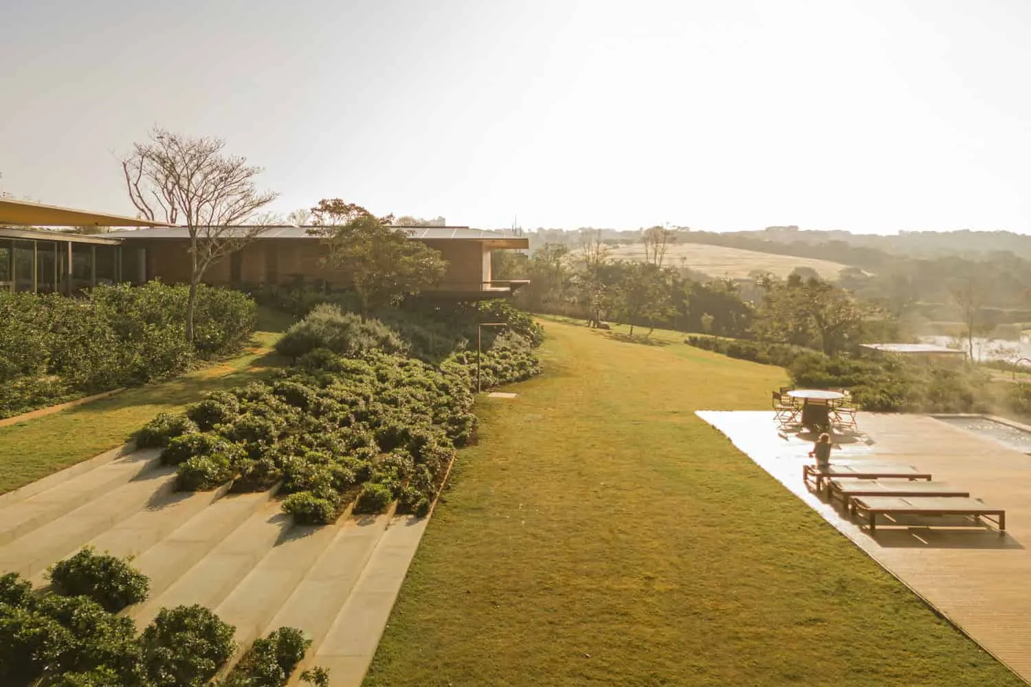 House TM – steps in garden and pool terrace, Brazil