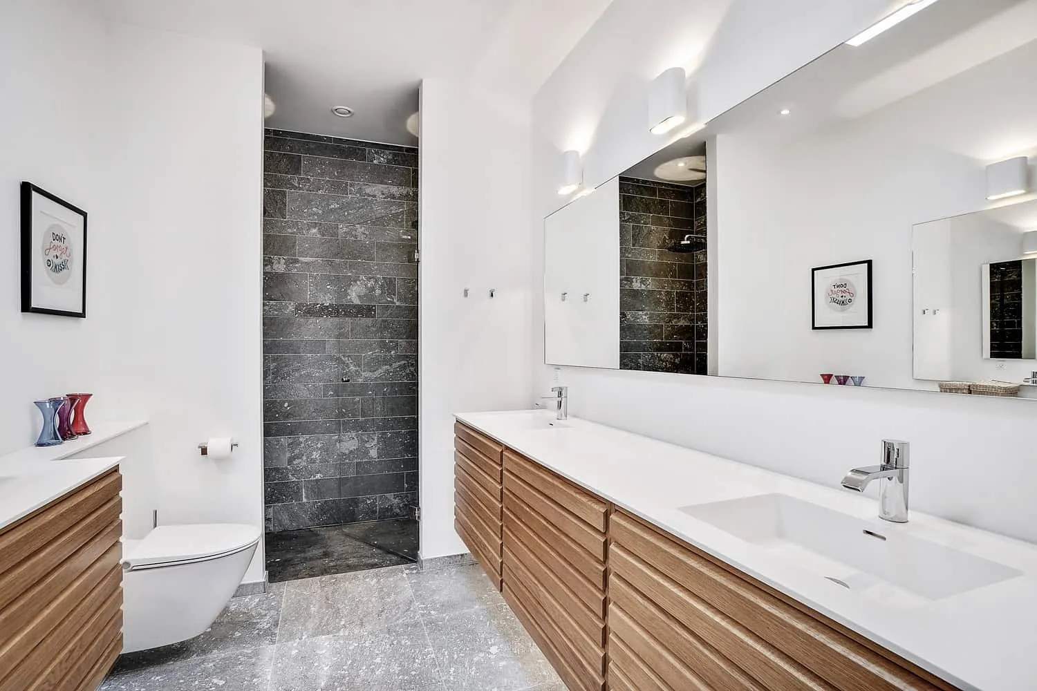 Terrace with cedar soffits and framed views toward the neighborhood canopy