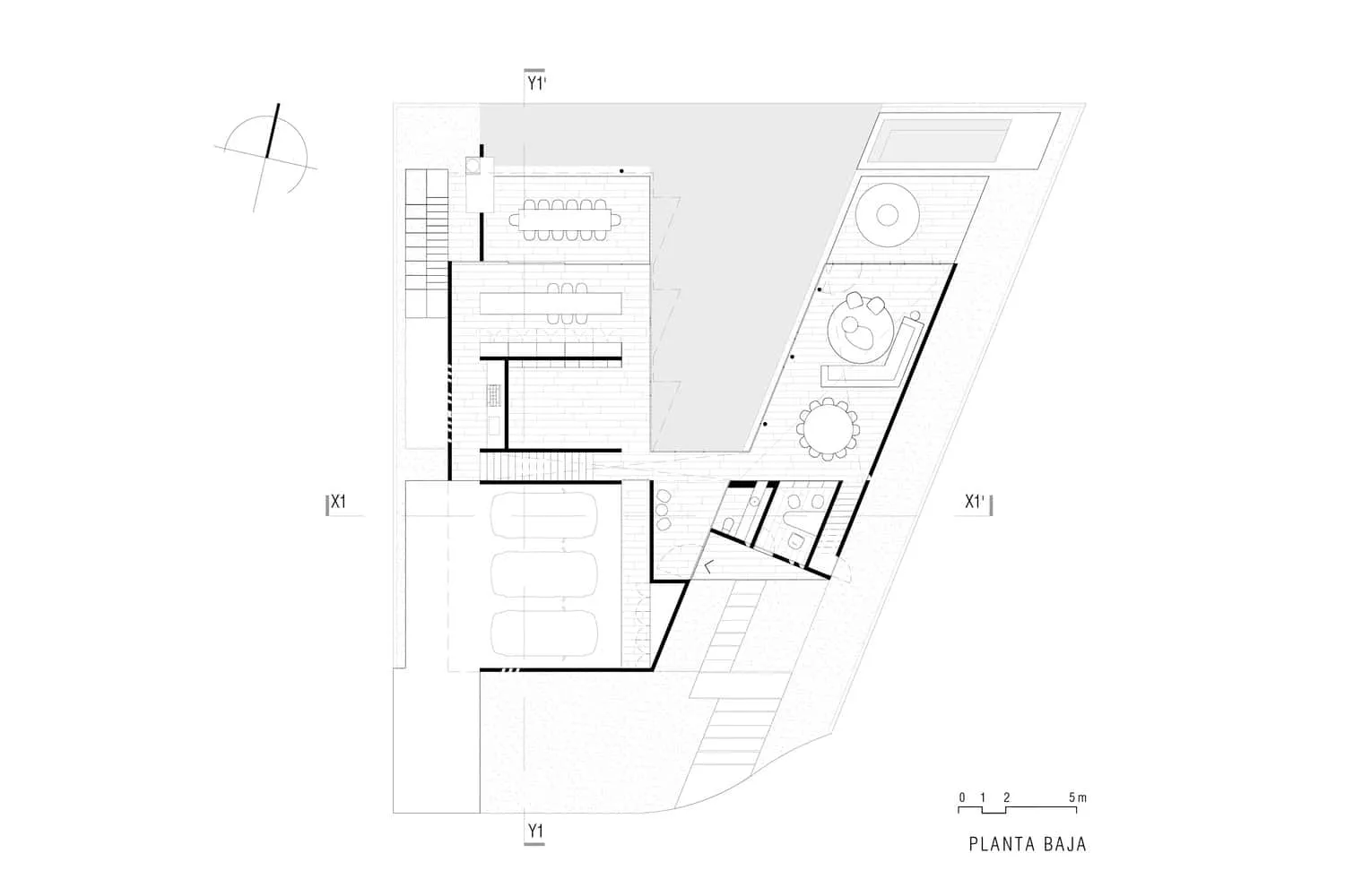 LABarq设计的里约之家一层平面图，萨尔蒂亚戈-德克雷塔罗，墨西哥