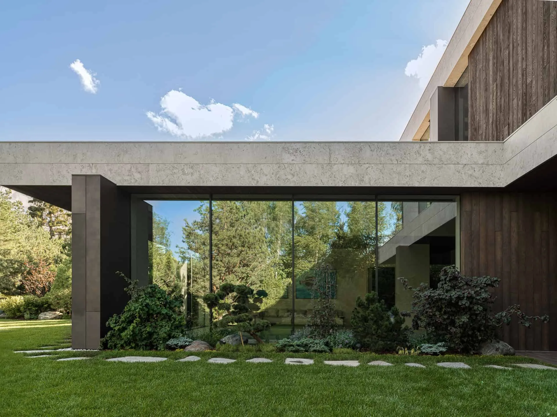 Helle Villa Kyoto – Außenessbereich mit Hängelampen von Ekaterina Yakovenko Helle Villa Kyoto von Ekaterina Yakovenko, Außenessbereich mit Hängelampen, Russland