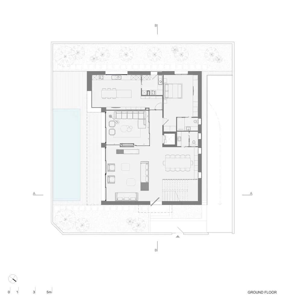 Grundriss der Erdgeschoss von Villa H von ARK Architecture Grundriss der Erdgeschoss von Villa H von ARK Architecture, Tunesien