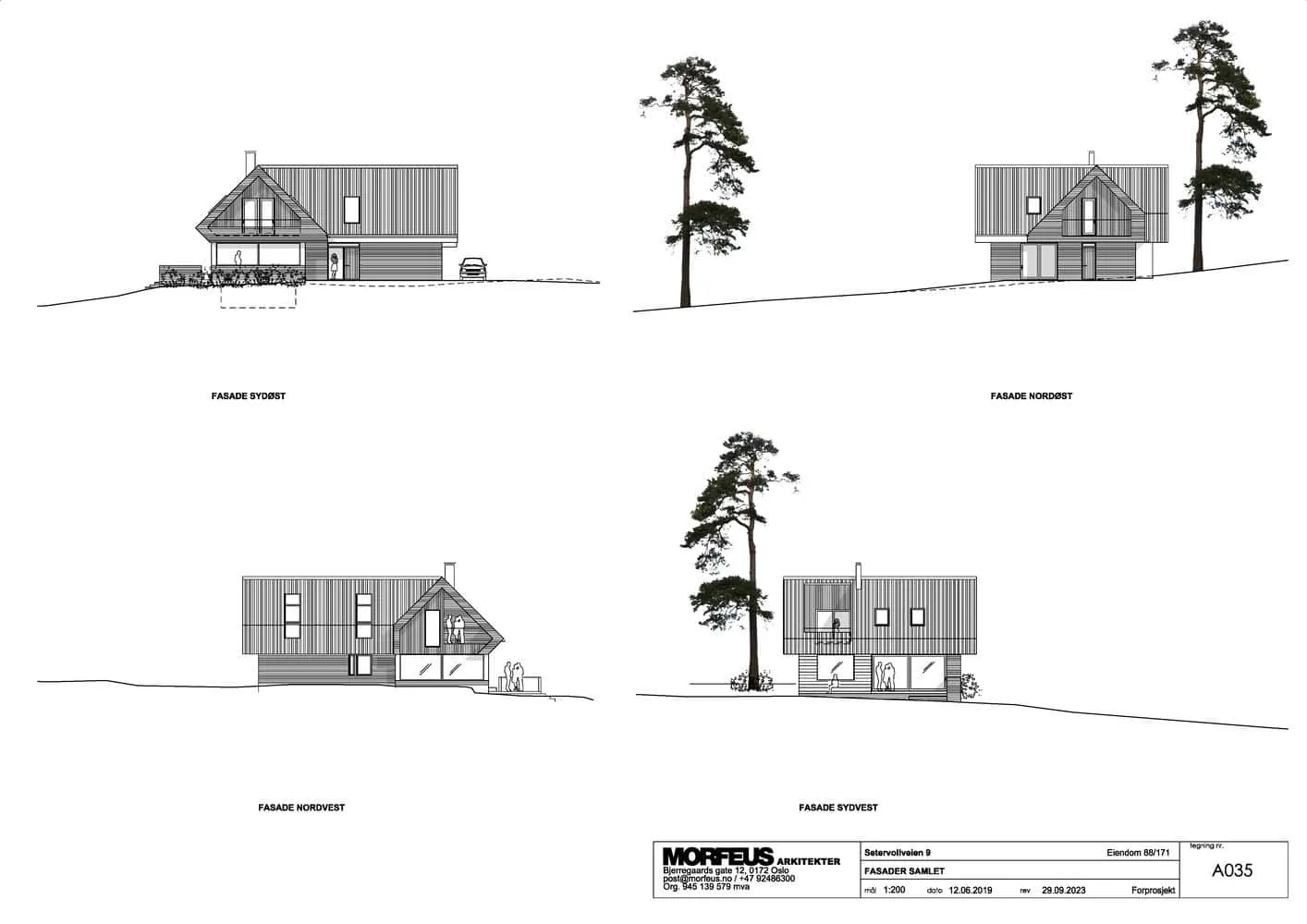 Solem Forest House Facades – MORFEUS arkitekter Solem Forest House by MORFEUS arkitekter façade elevations from multiple orientations