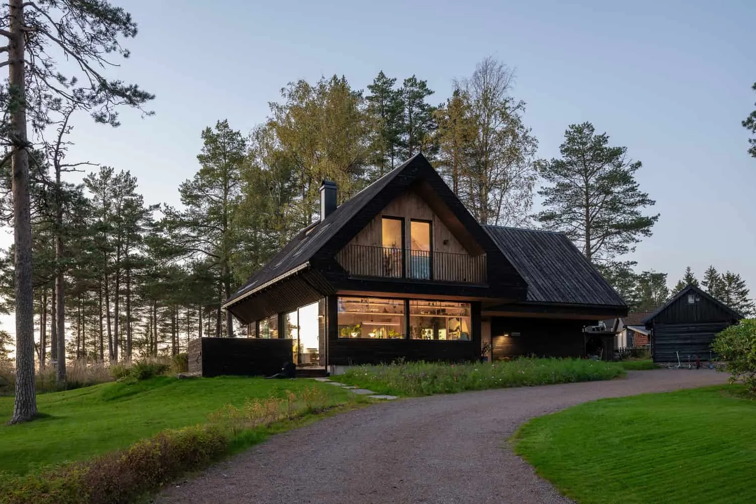 Solem Forest House Driveway Front Elevation by MORFEUS arkitekter Solem Forest House by MORFEUS arkitekter, driveway front elevation, Norway