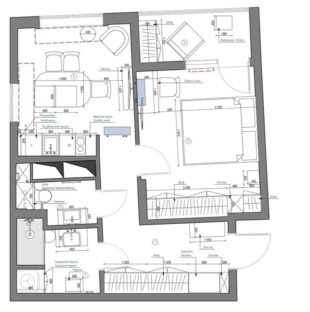 Raumplan. Das Designkonzept beinhaltet eine durchdachte Aufteilung der Bereiche sowie ergonomische Aspekte.