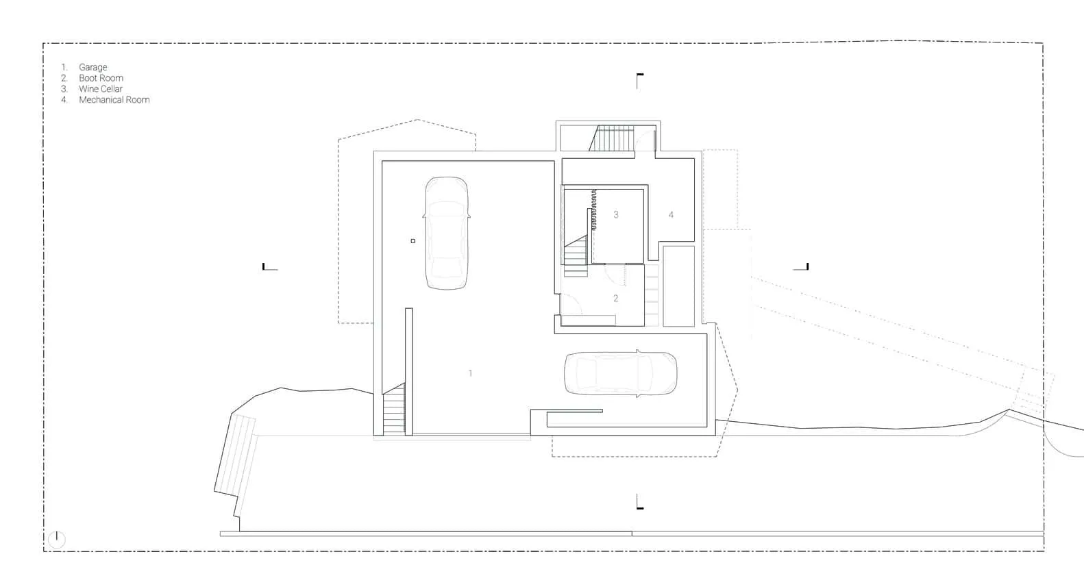 Re-folded House Basement Plan by McLeod Bovell Modern Houses Re-folded House basement plan, McLeod Bovell Modern Houses, Vancouver