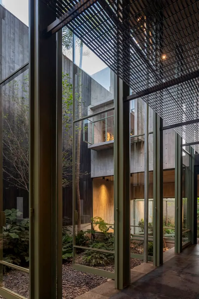 Di Frenna Architects Atelier Interior Courtyard by Di Frenna Arquitectos 位于科利马地区的Di Frenna Architects Atelier内的混凝土结构内庭