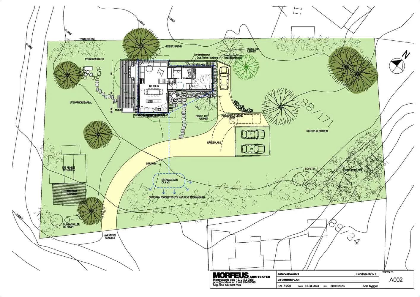 Solem Forest House Landscaping Plan – MORFEUS arkitekter Solem Forest House by MORFEUS arkitekter landscaping plan showing site layout, vegetation and access